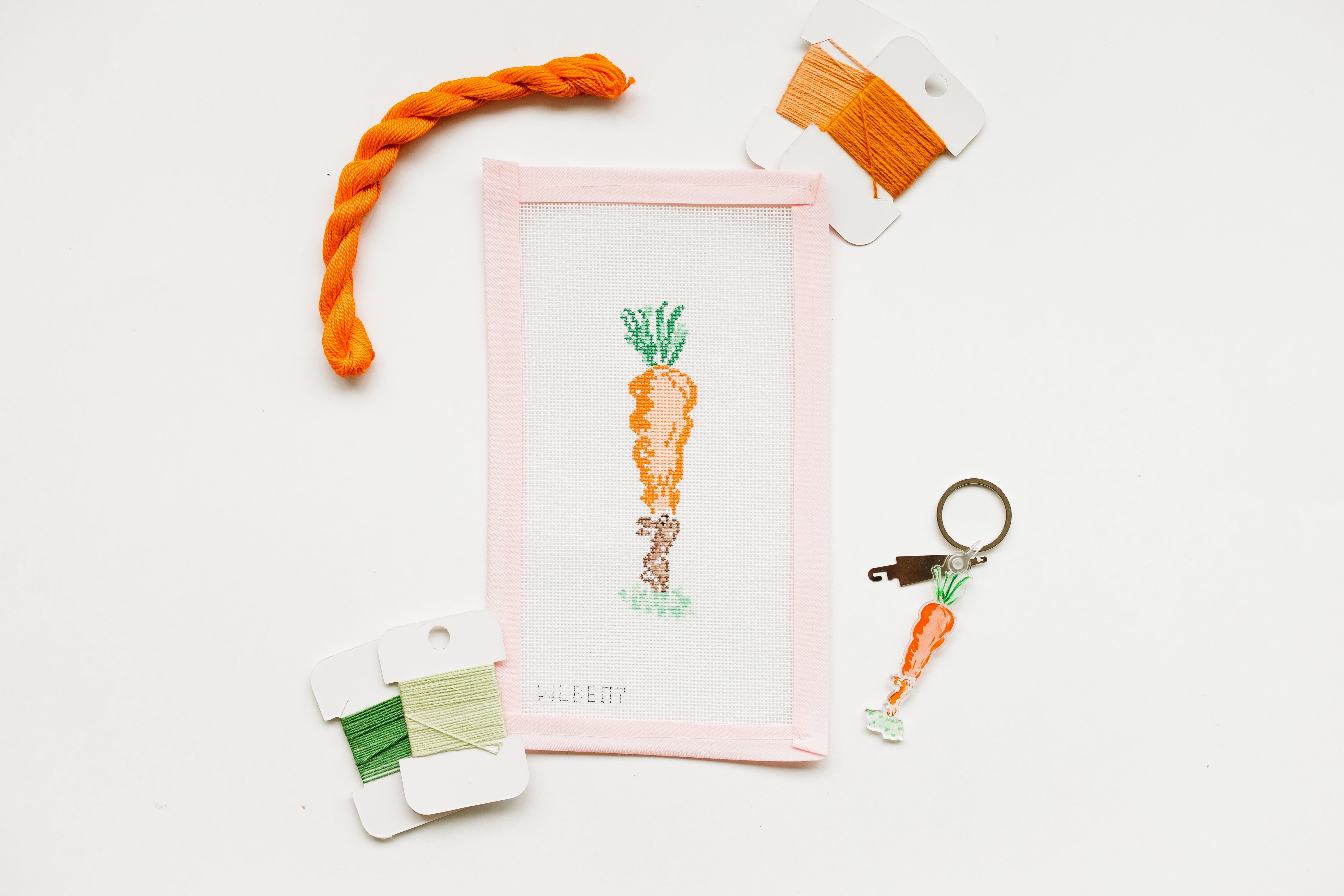 Bunny with Carrot Needlepoint Canvas | Hand-Painted Whimsical Design