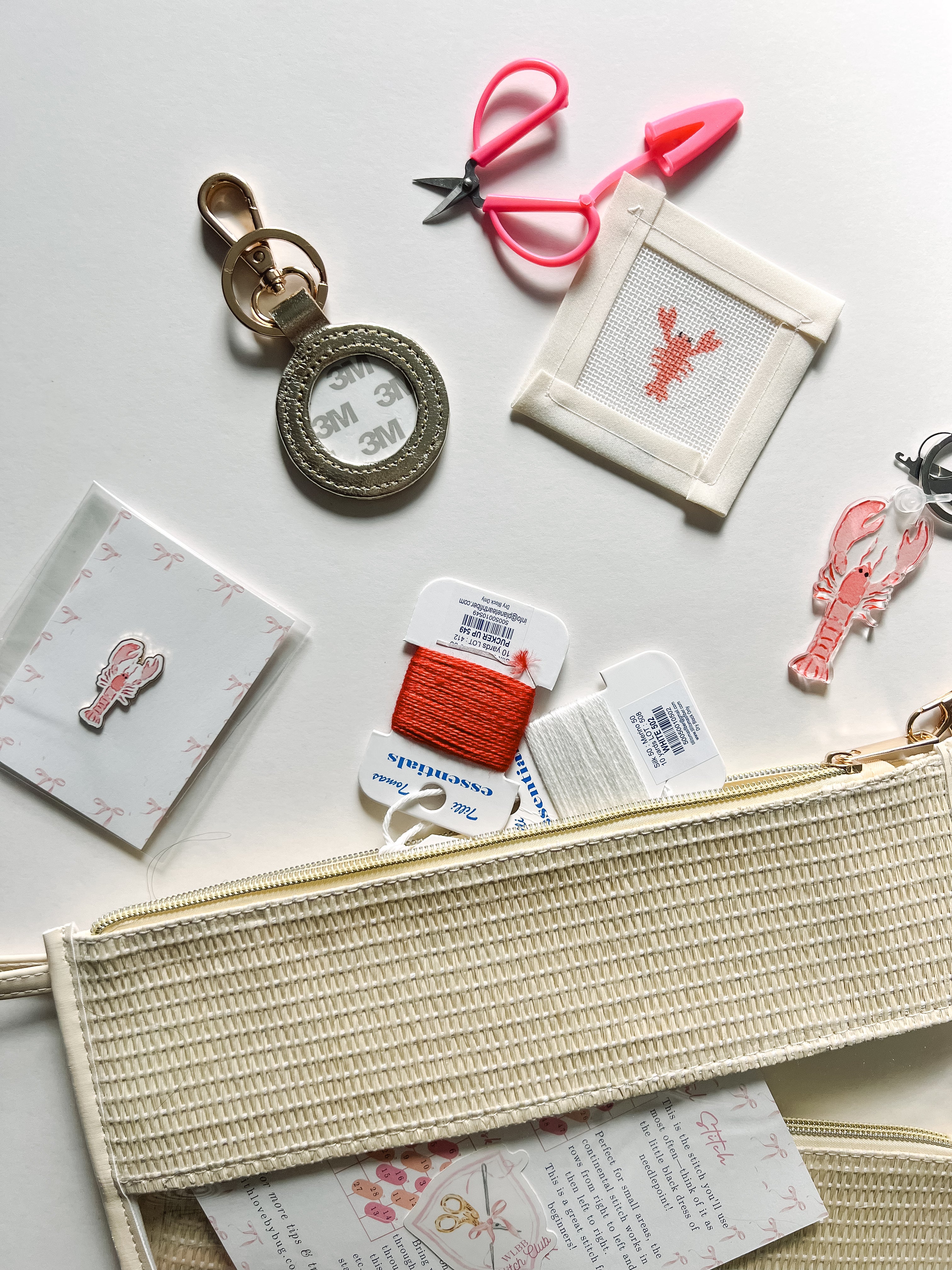 Needlepoint Kit:  Self Finishing Lobster Key Fob
