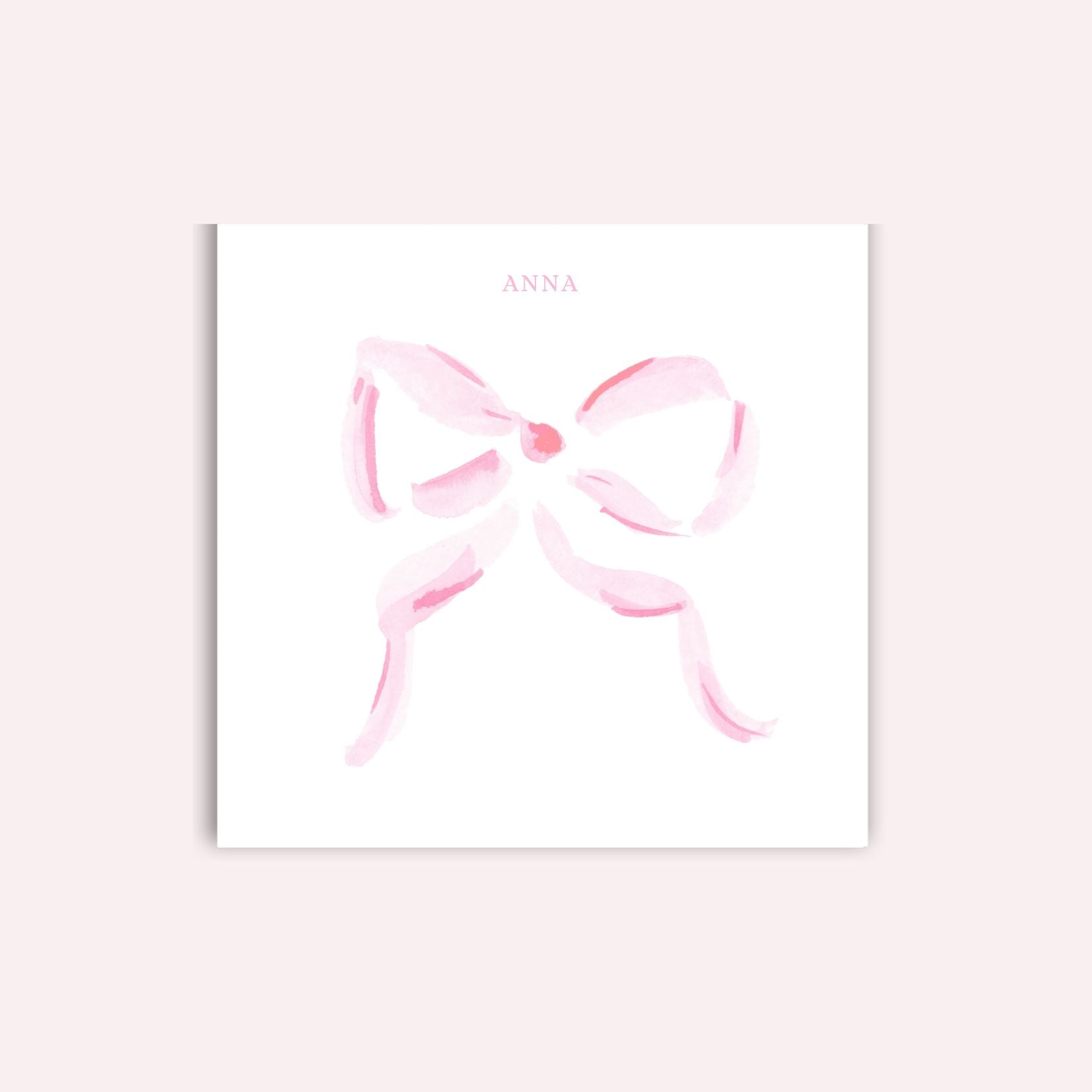 Square watercolor bow notepad