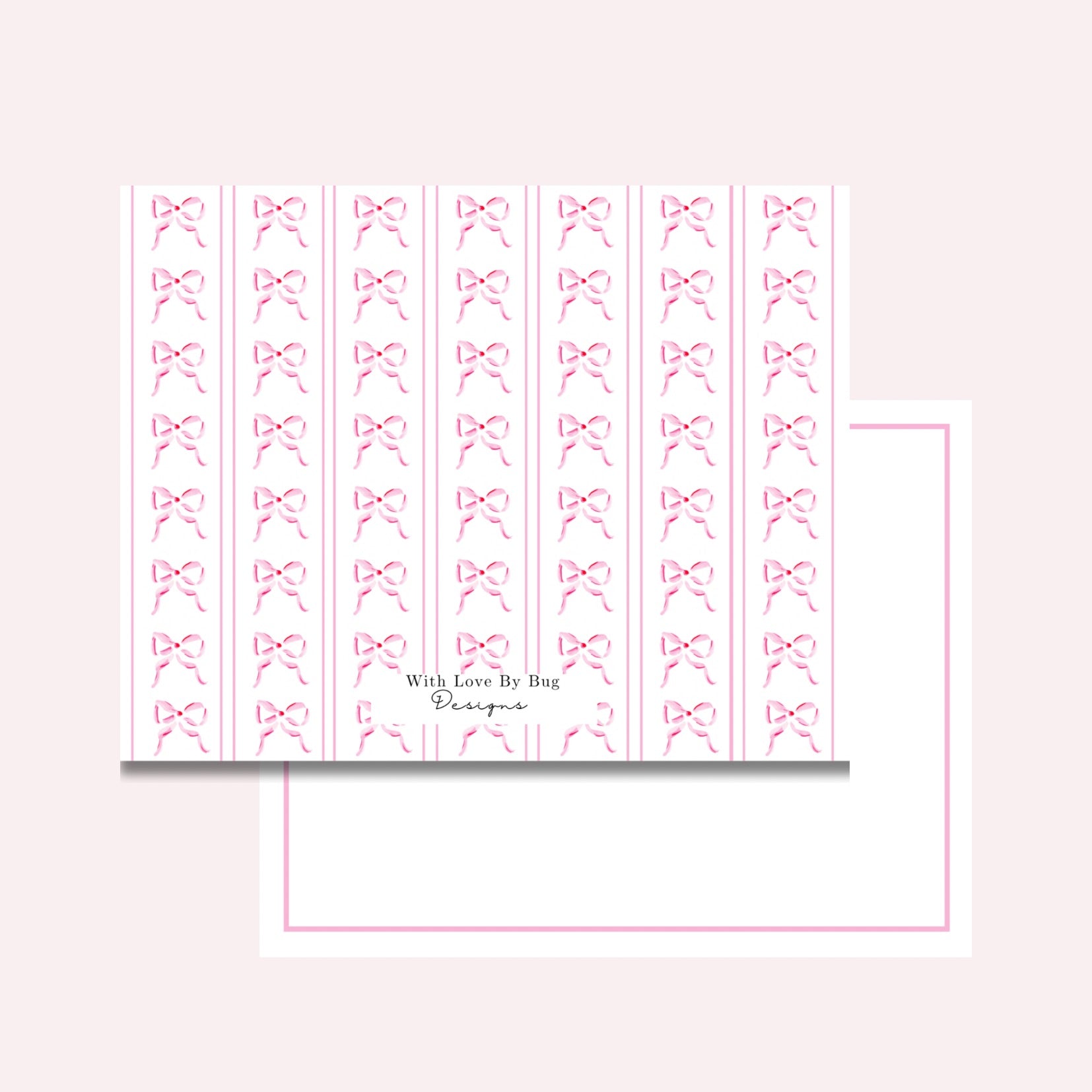 Pink bow personalized notecards