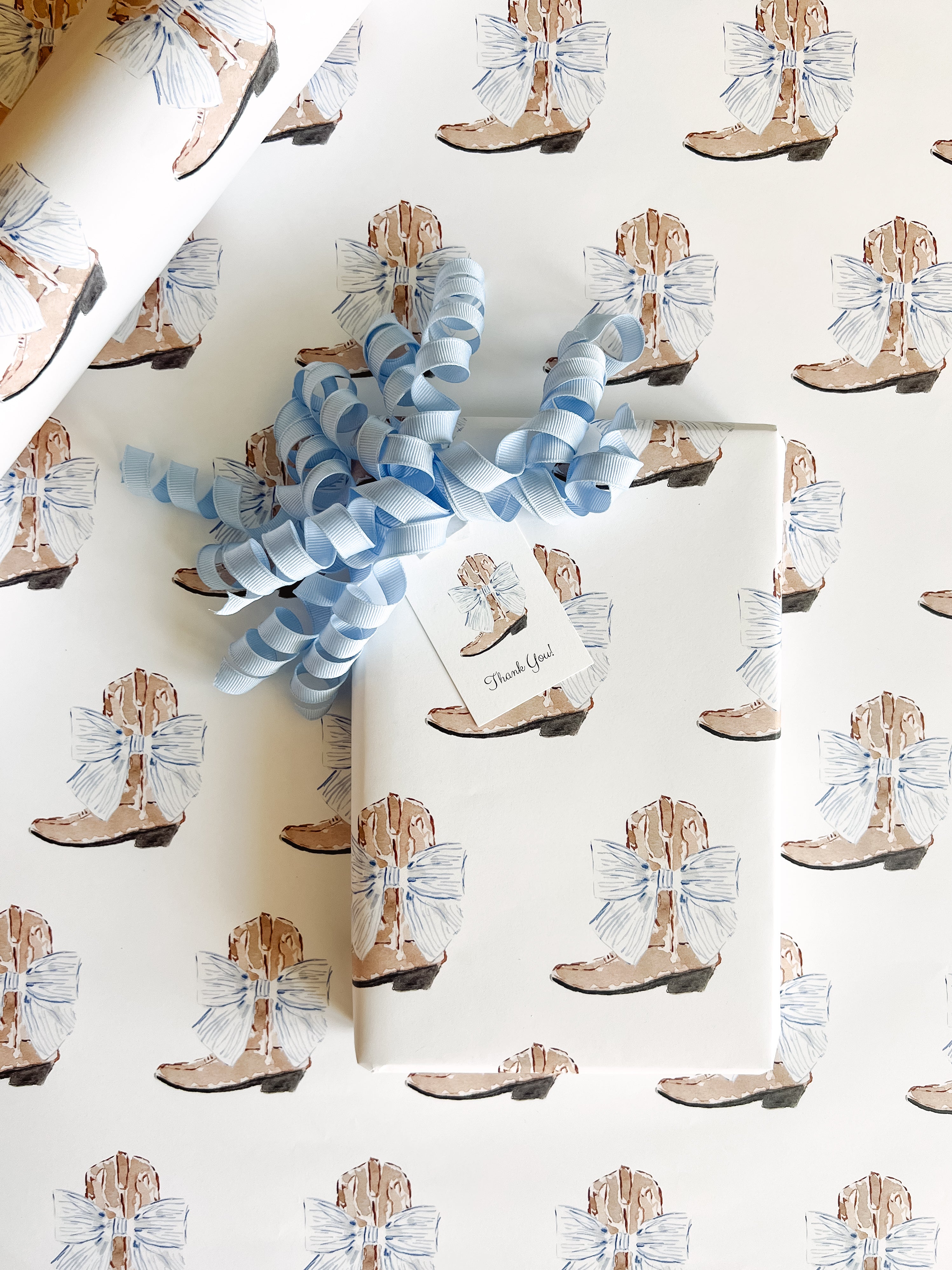 Gift Tags: Boots & Blue Bow (Thank You)