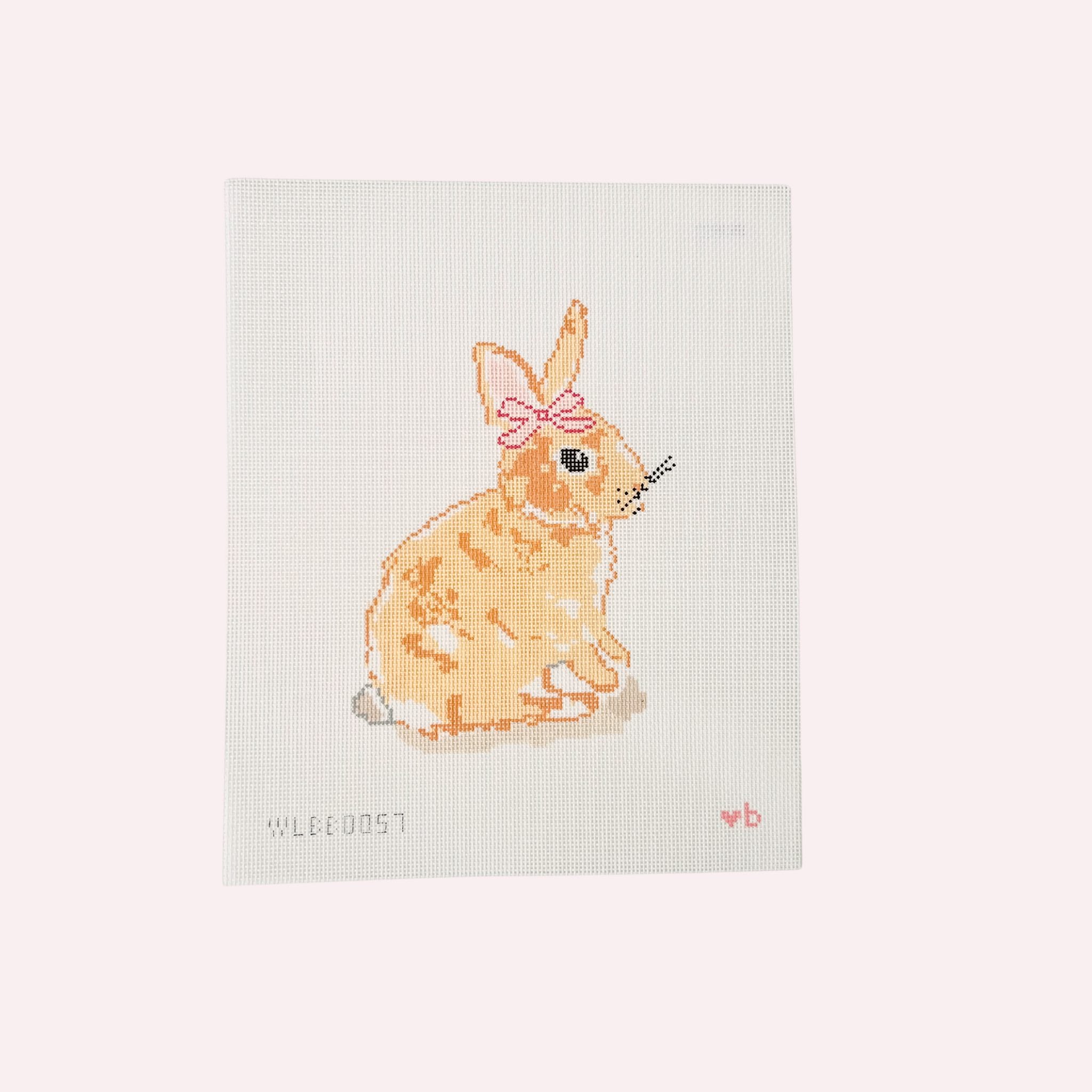 Needlepoint Canvas: Bunny with Pink Bow (13 Mesh)