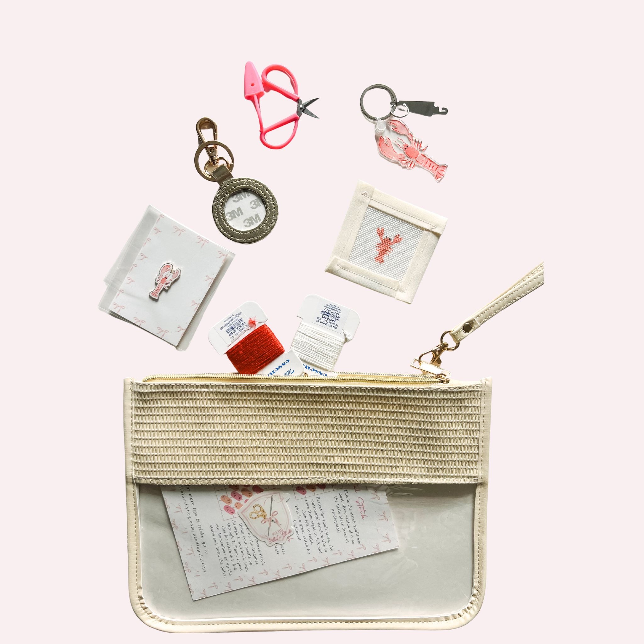 Needlepoint Kit:  Self Finishing Lobster Key Fob