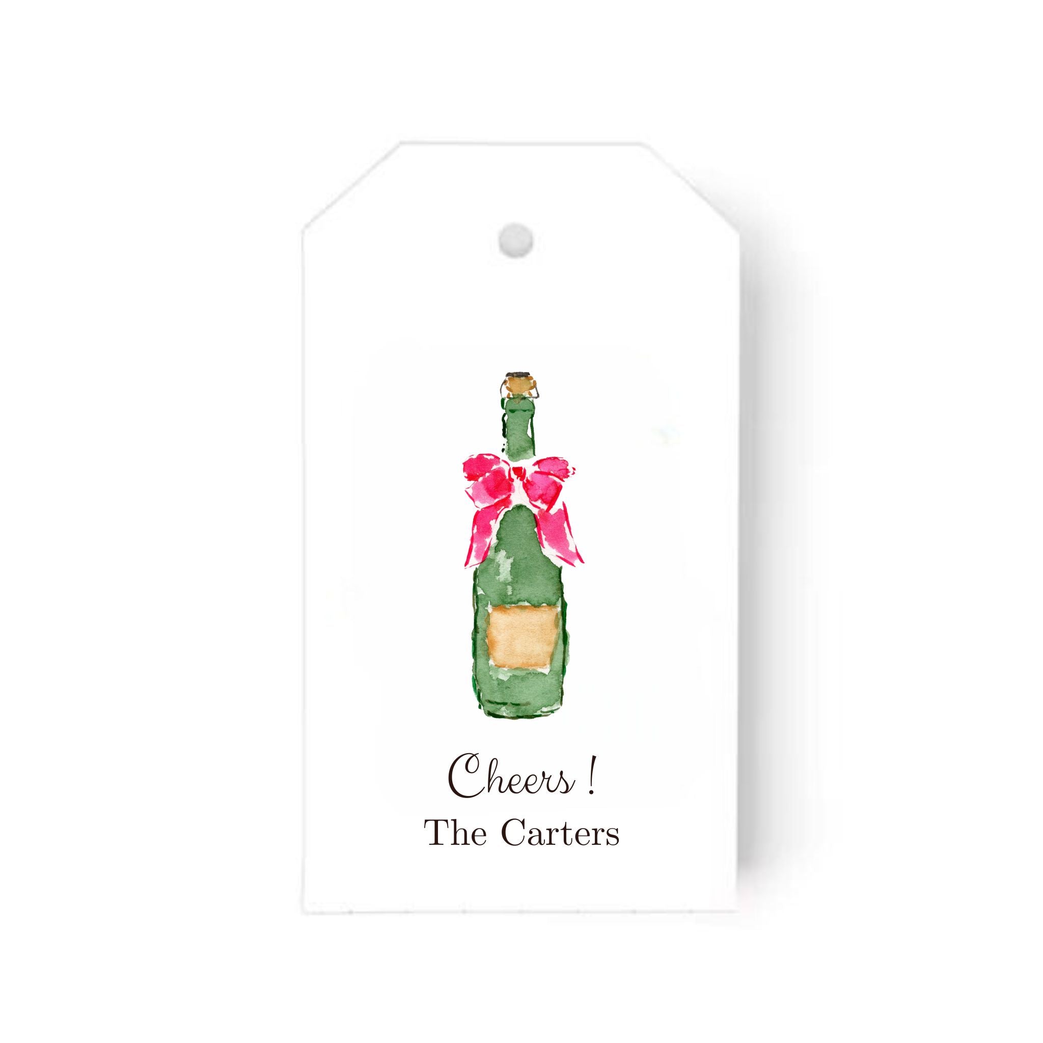 Semi Custom Gift Tags: Set of 24 Personalized Watercolor Champagne Gift Tag
