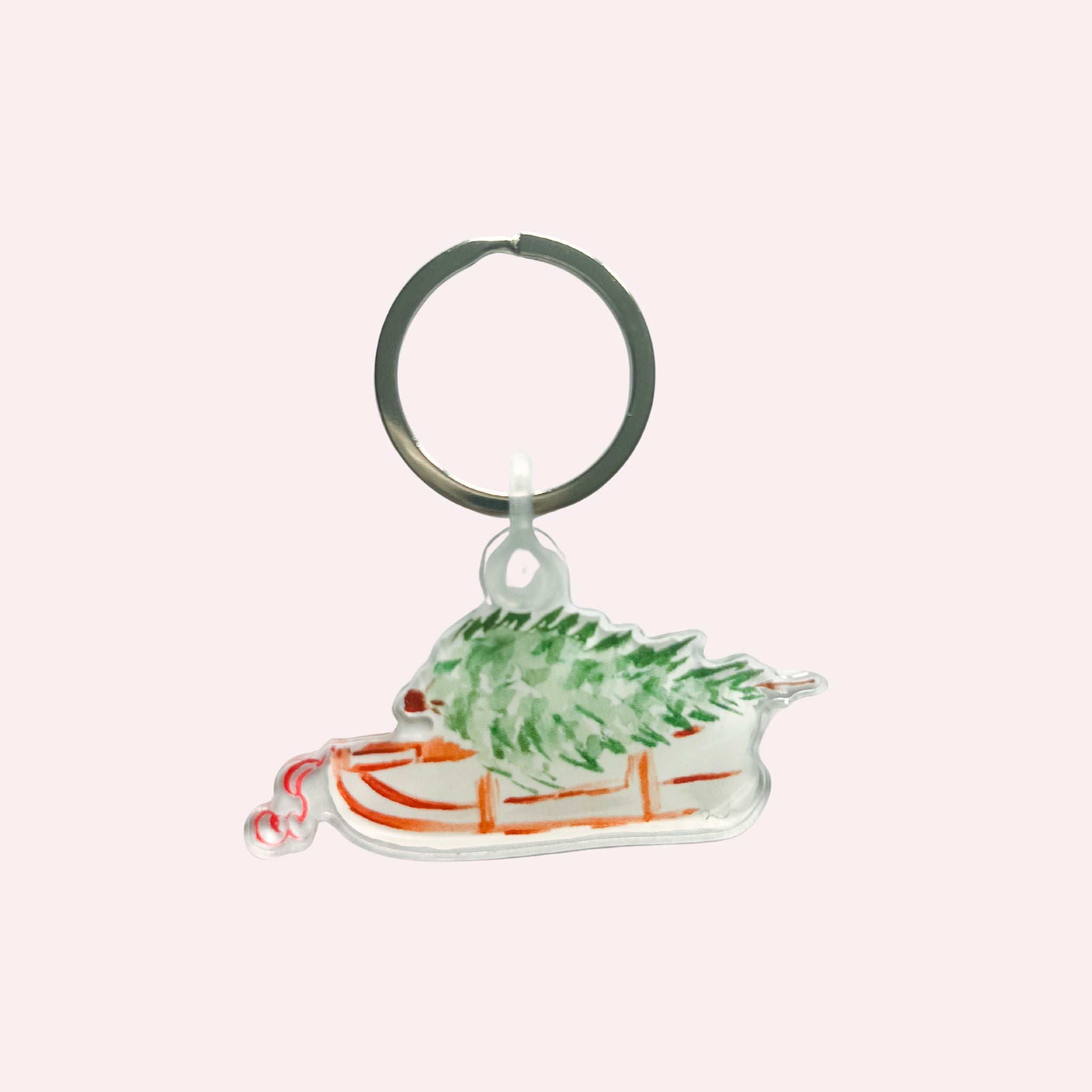 Keychain & Needle Threader: Christmas Tree Sled