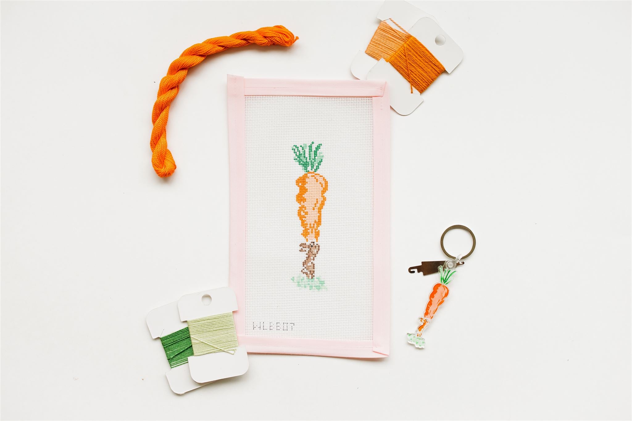 Cute needlepoint bunny with carrot canvas