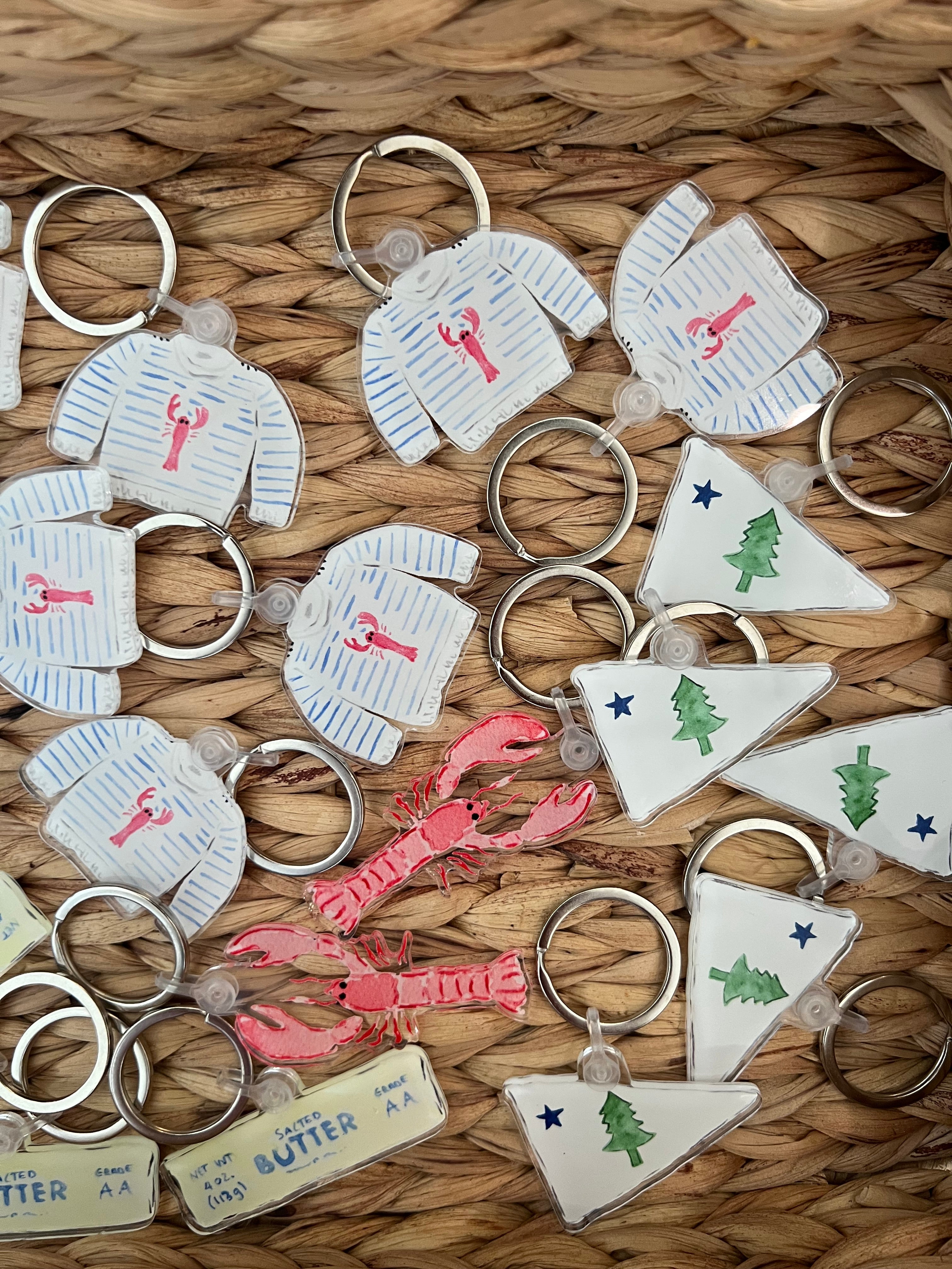 Keychain & Needle Threader: Lobster Sweater
