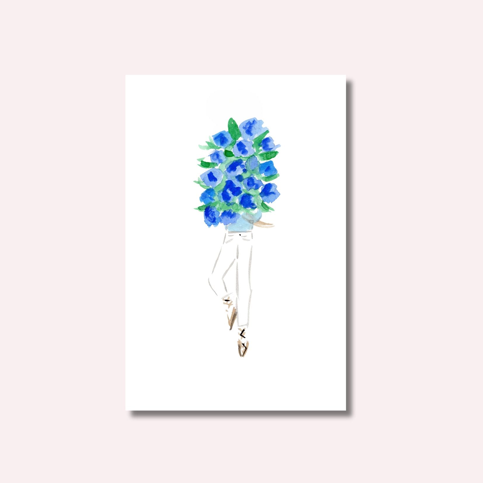 Folded Greeting Card: Blue Bouquet