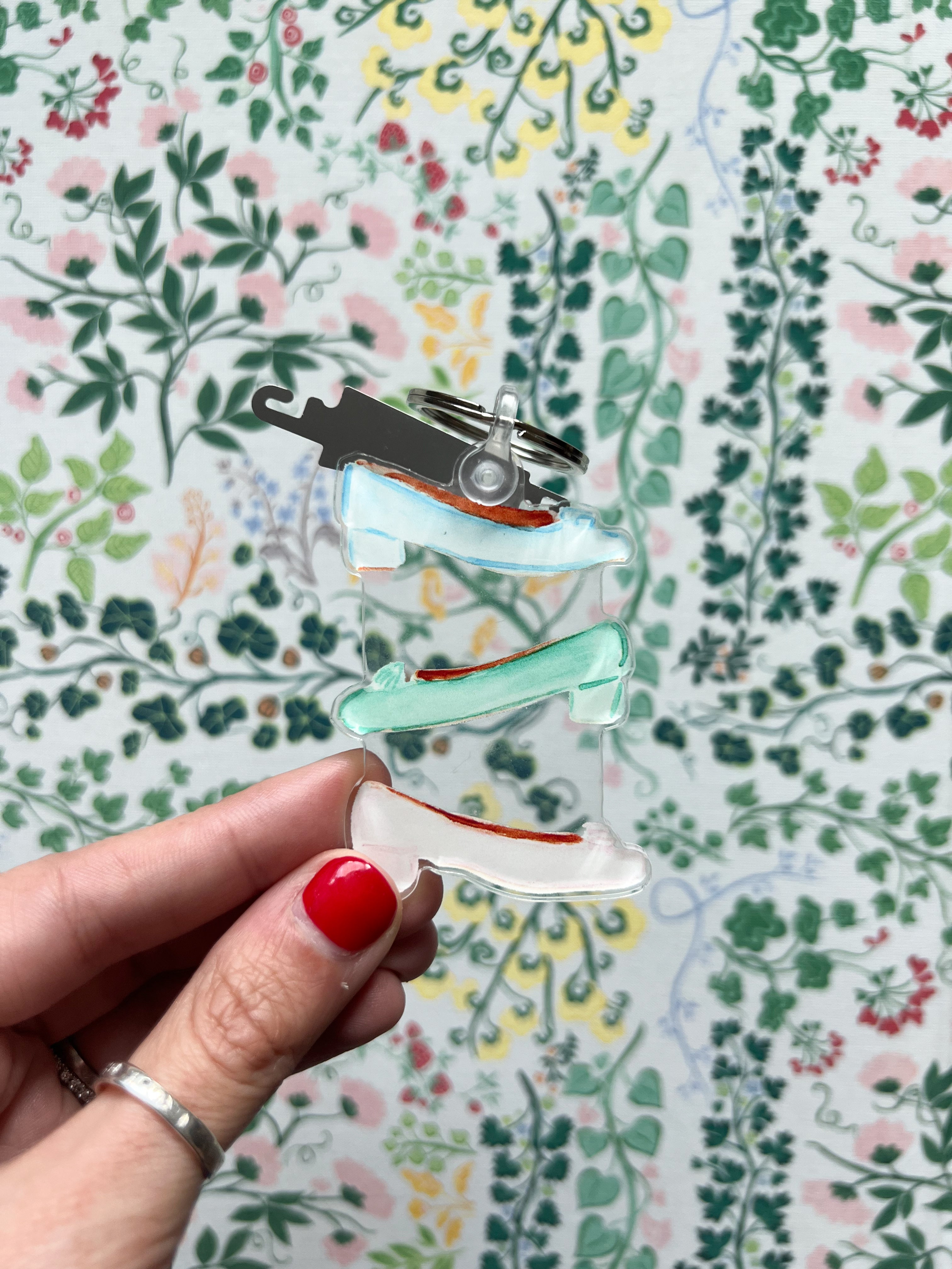 Shoe Keychain and needle threader for needlepoint