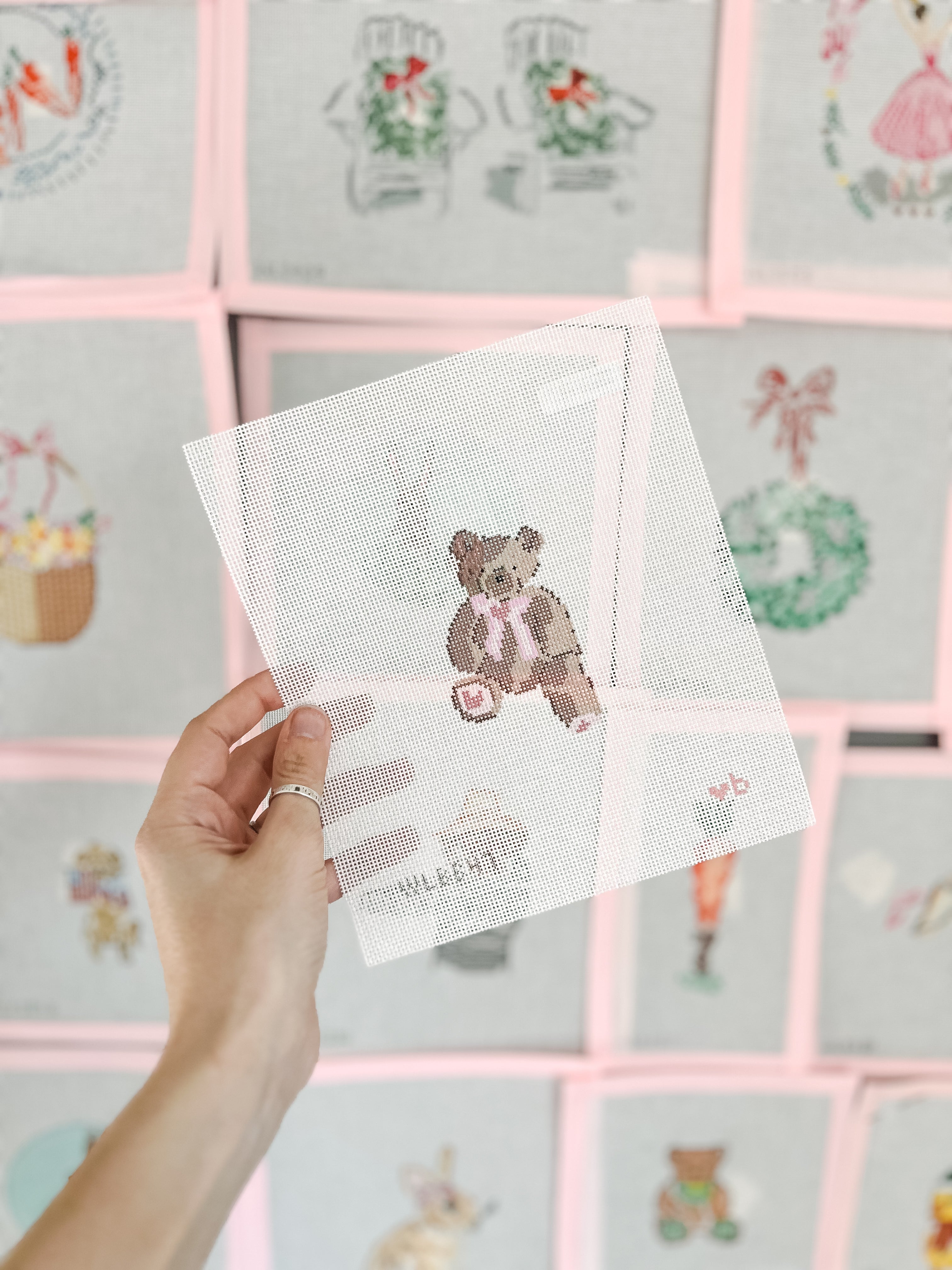 Needlepoint Canvas: Heart Teddy