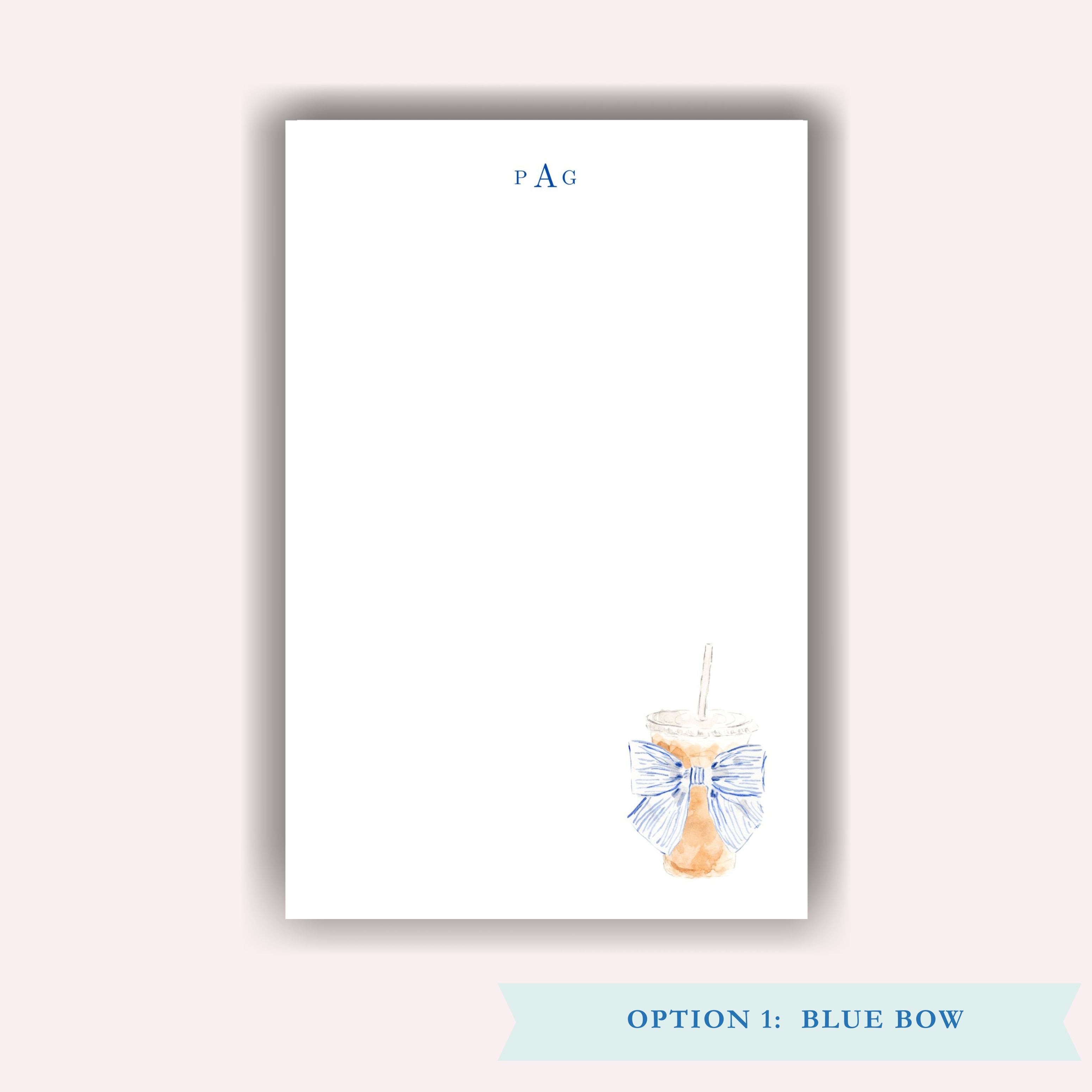 Custom Iced Coffee Lover's Notepad with Bow: Perfect for Notes & Lists