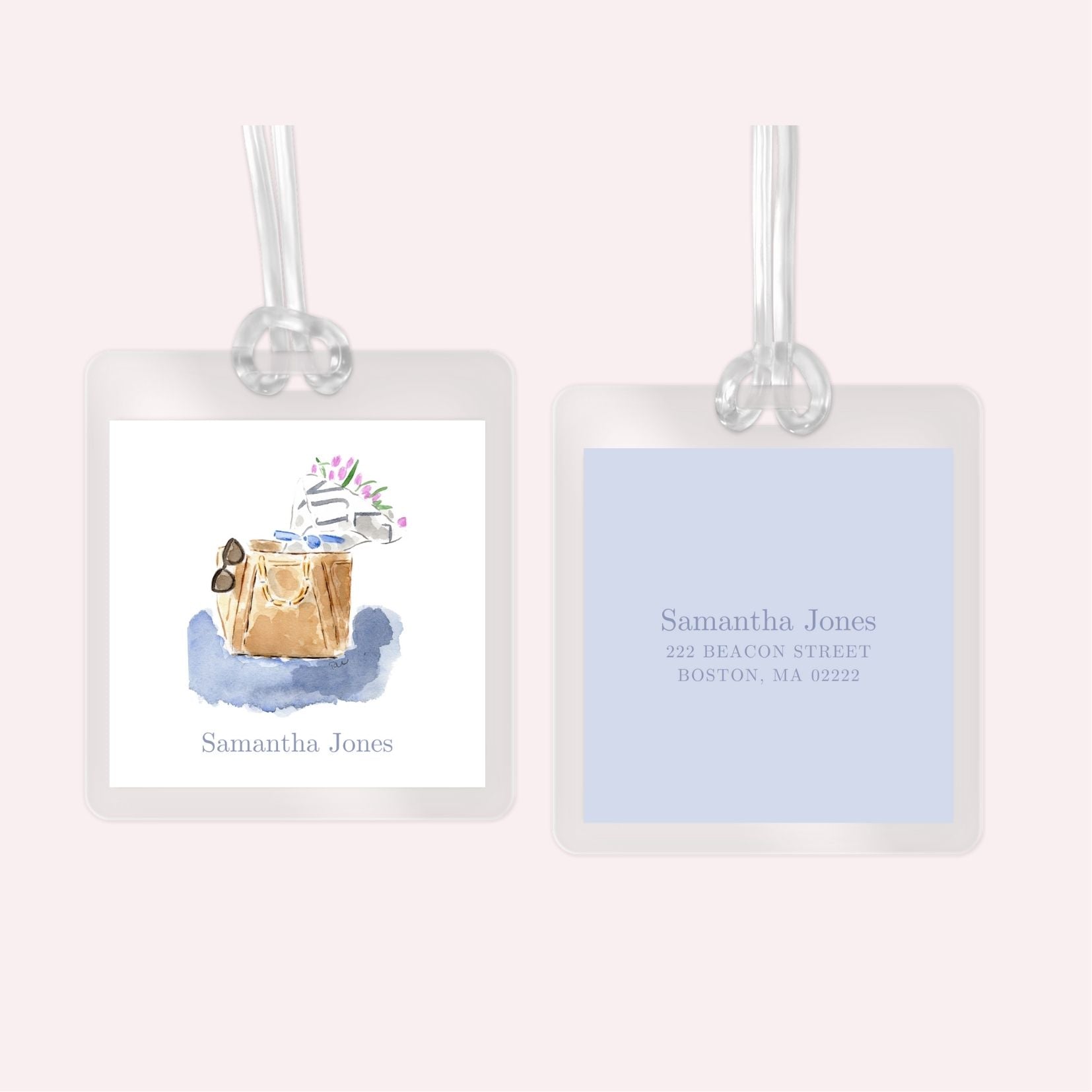 Custom Bag Tags: Laminated Purse with Flowers