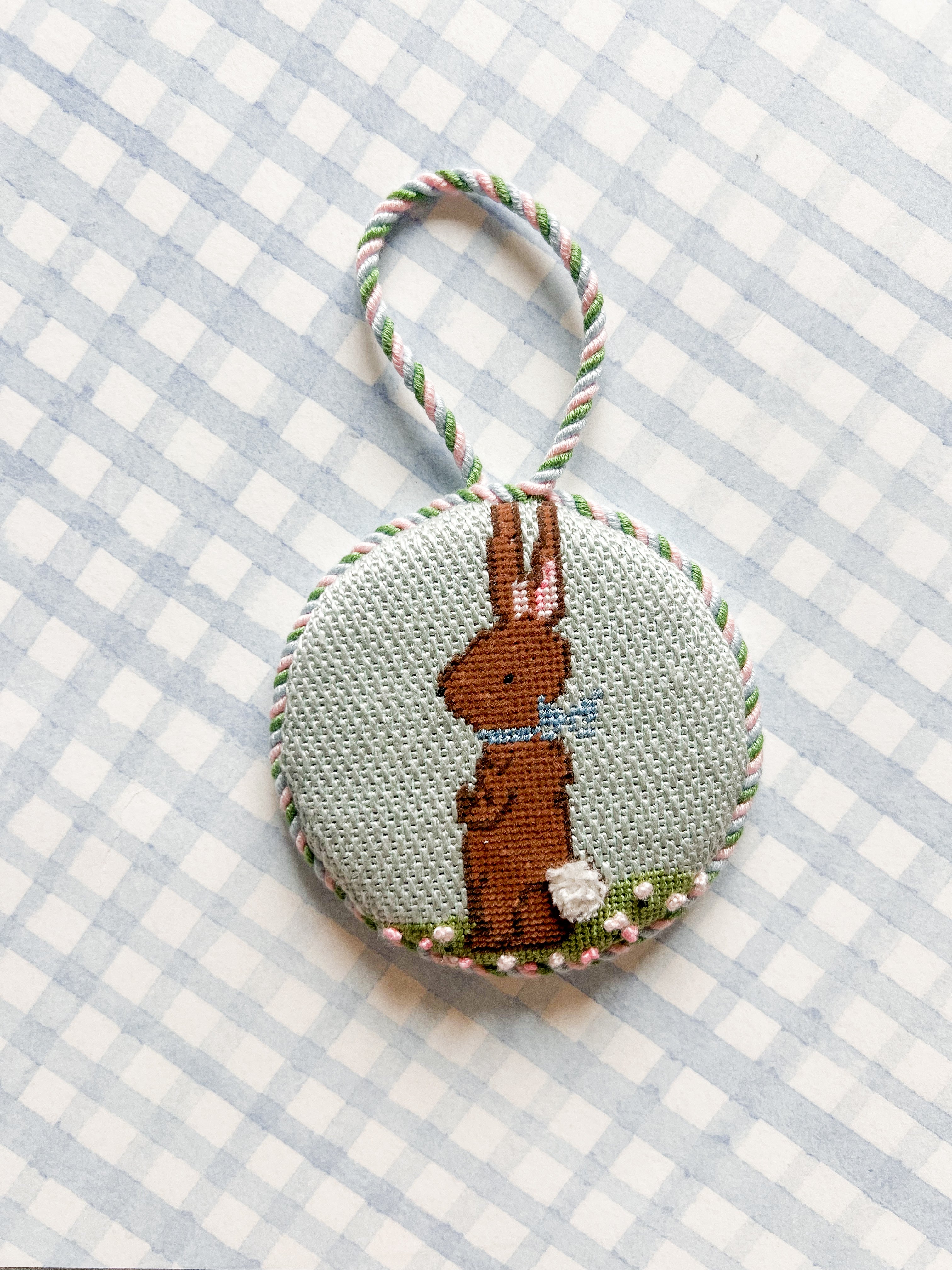 Bunny with Blue Background Needlepoint Canvas
