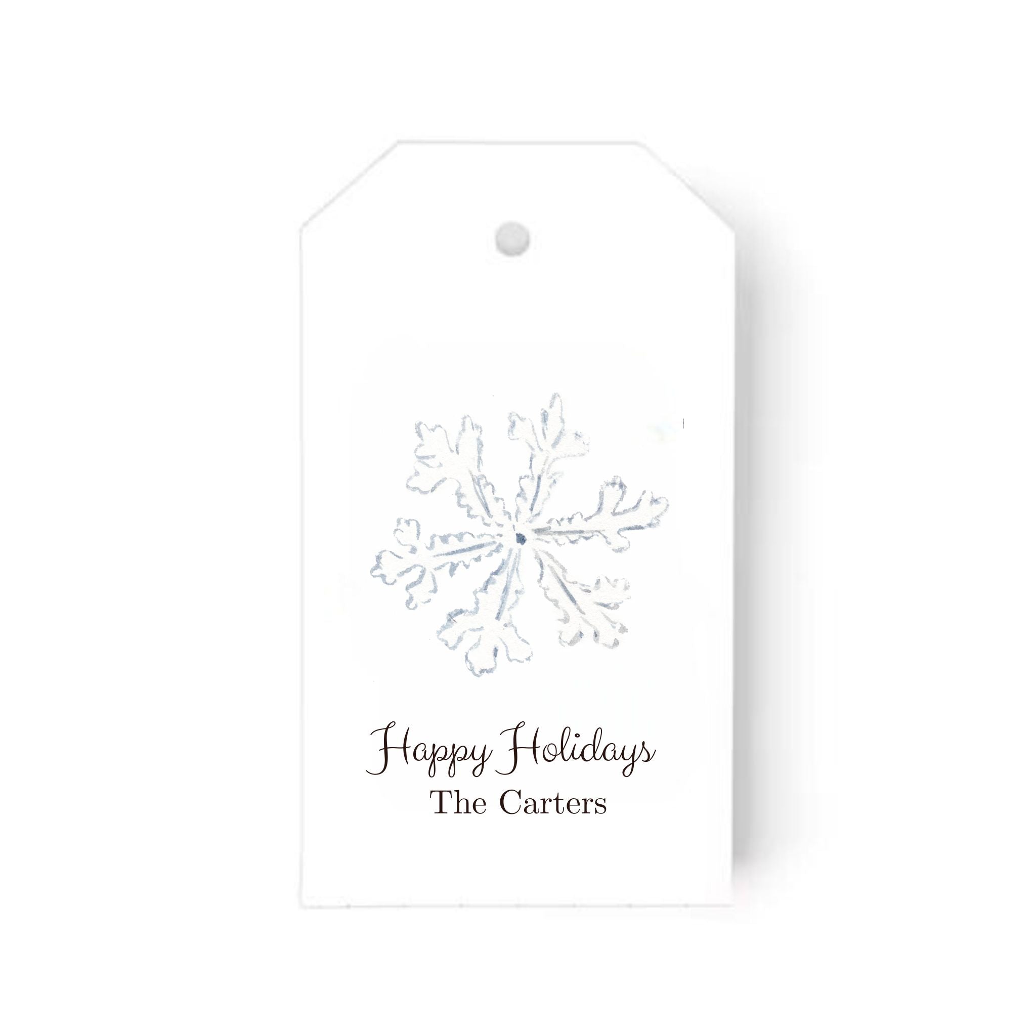 Semi Custom Gift Tags: Set of 24 Personalized Watercolor Snowflake Gift Tag