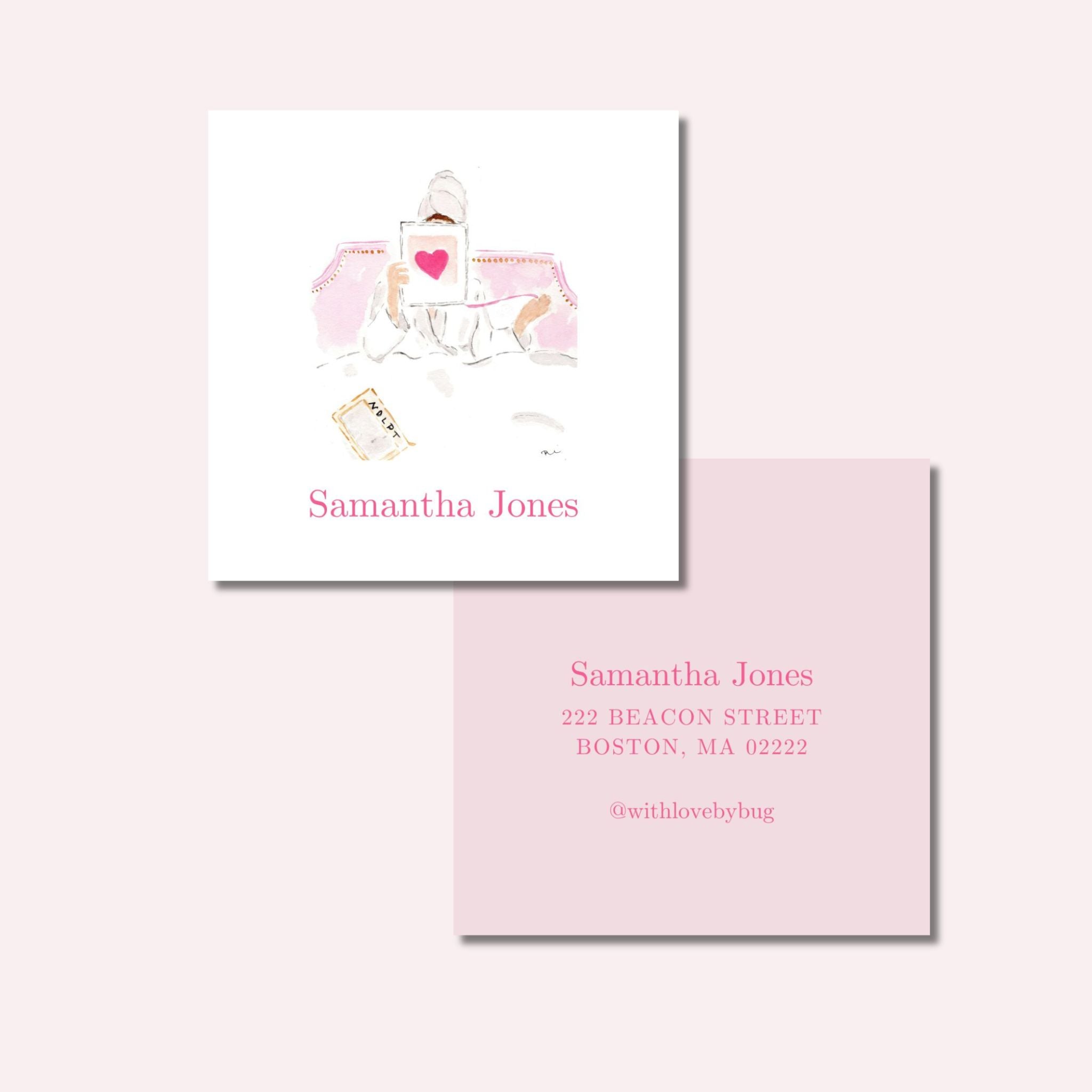 Semi Custom Needlepoint Enclosure Card: Stitching In Bed