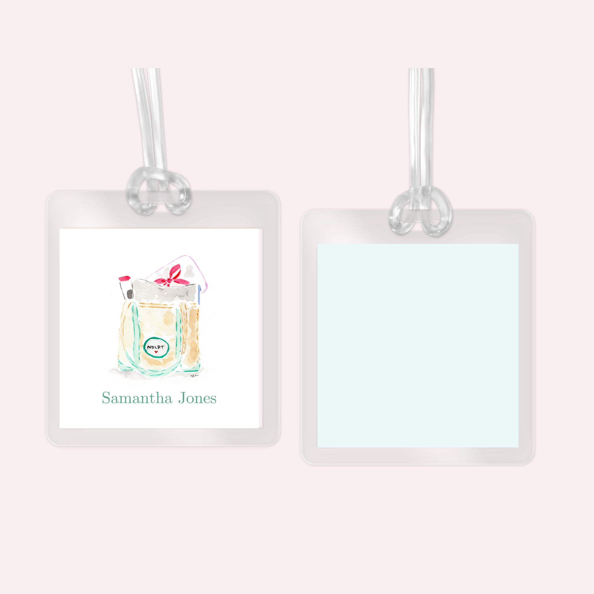 Custom Bag Tags: Laminated Needlepoint Stash Bag