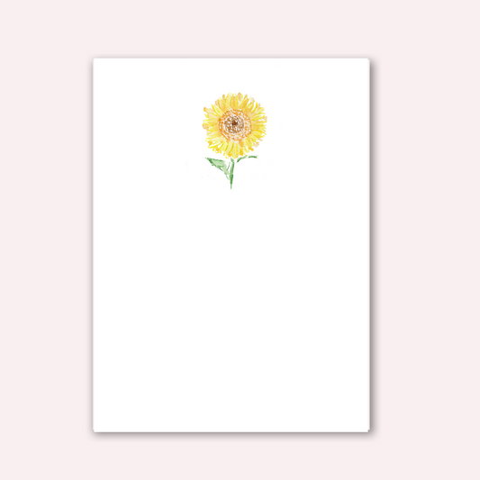 Notepad with yellow watercolor sunflower