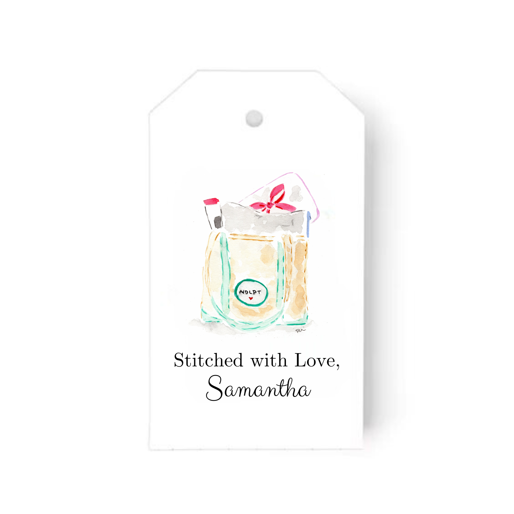 Stitched with Love Needlepoint Bag Gift Tag