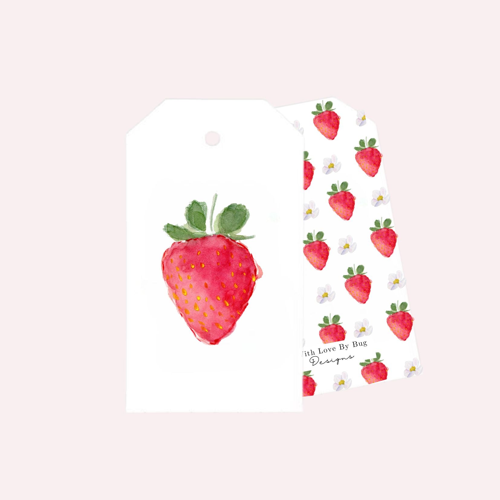 Cute watercolor strawberry gift tags