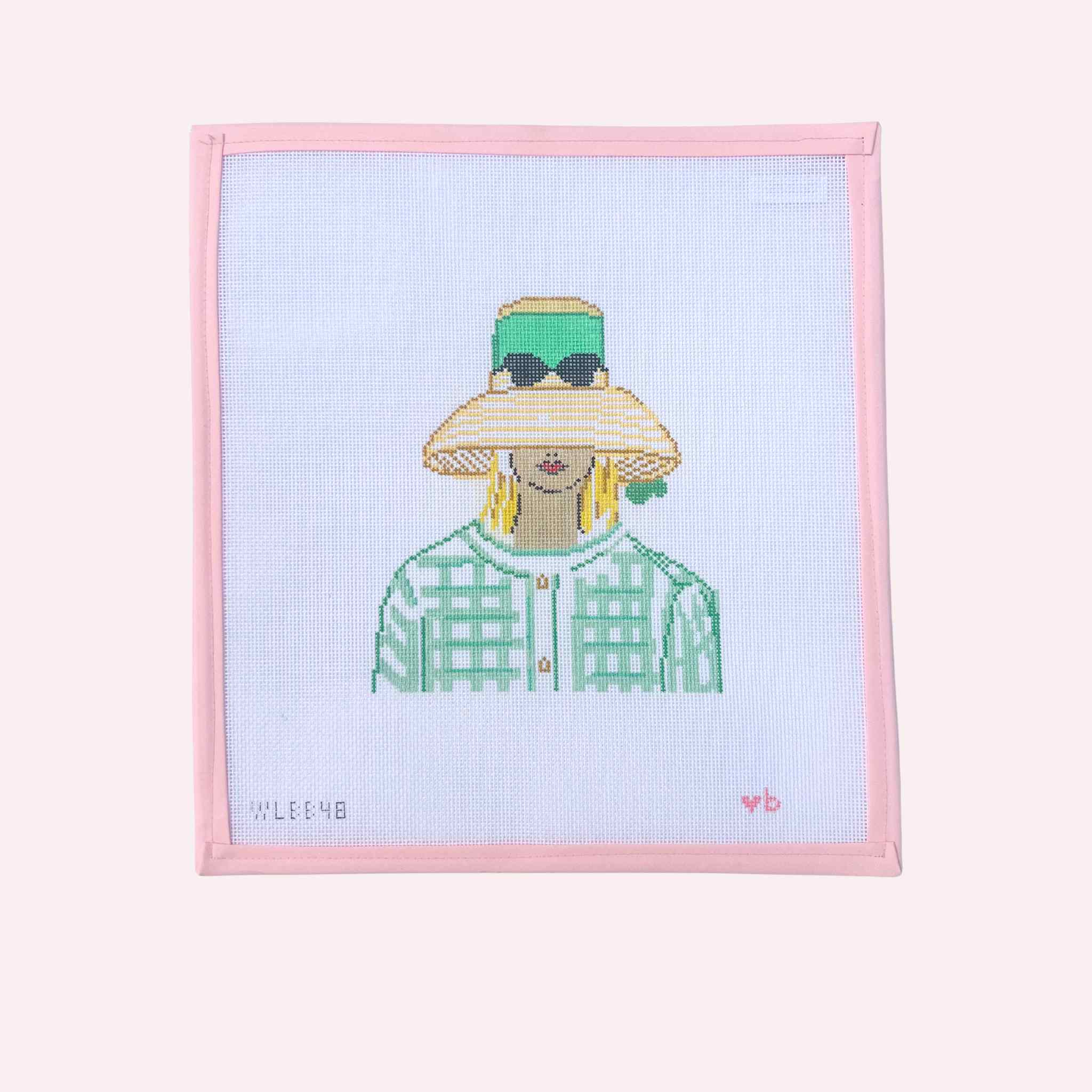 Needlepoint Canvas: Hat Girl in Green