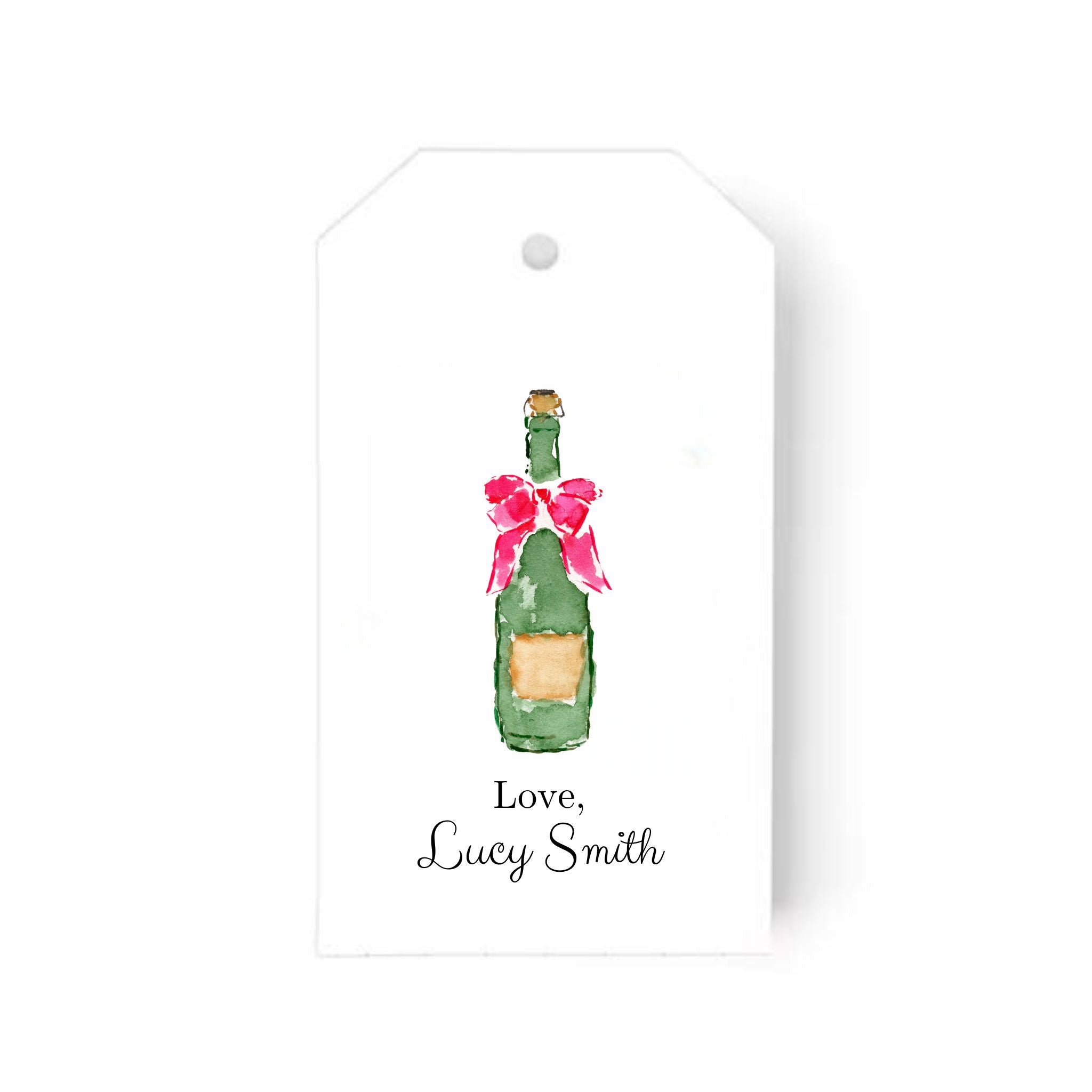 Semi Custom Gift Tags: Set of 24 Personalized Watercolor Champagne Gift Tag