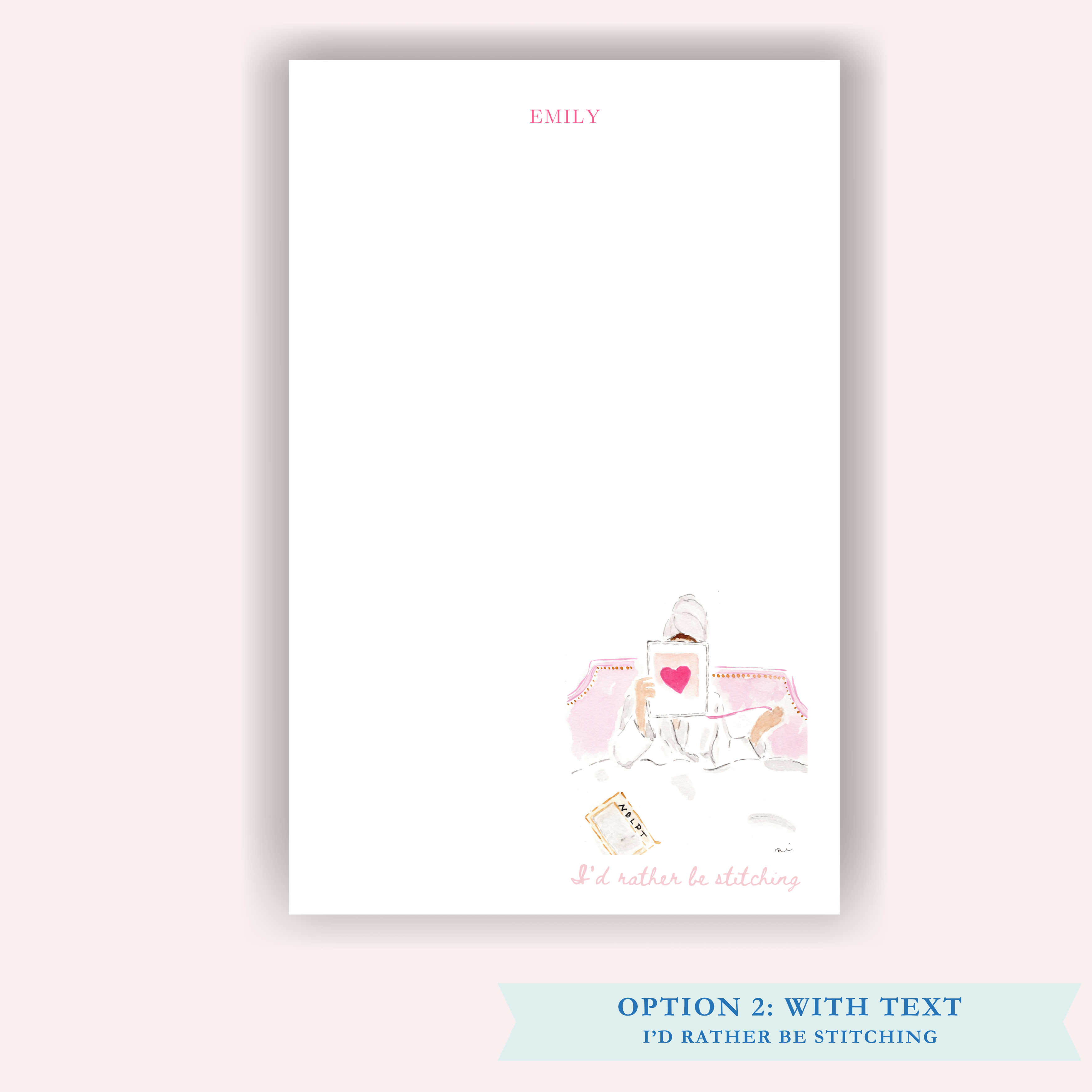 Custom Needlepoint Notepad: I'd Rather Be Stitching