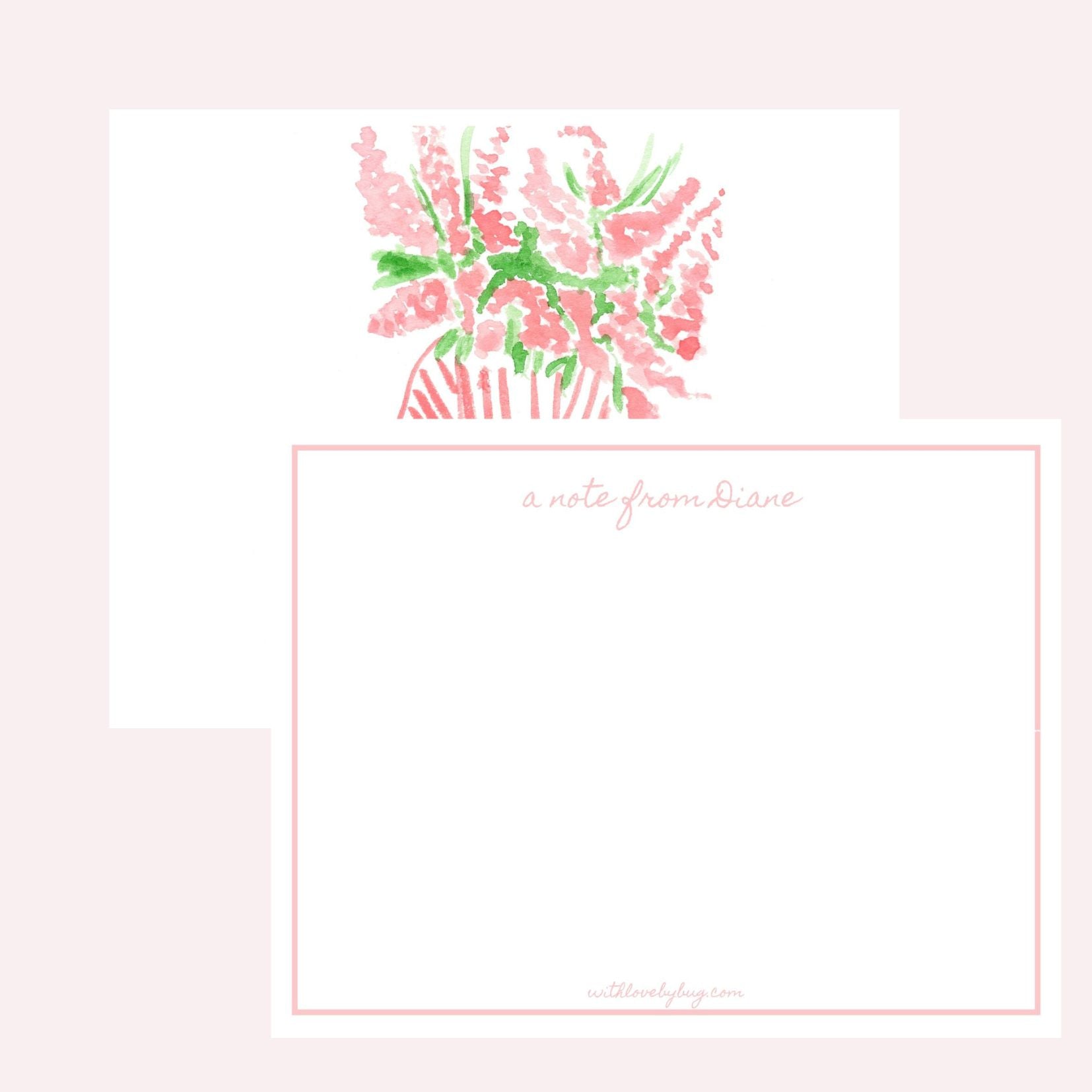 Custom Stationery: Girl with a Bouquet