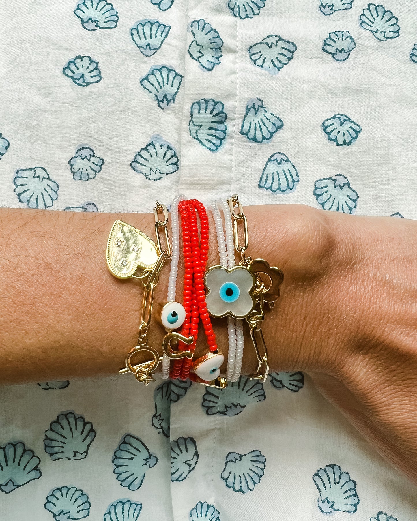 Mother of Pearl Evil Eye Bracelet