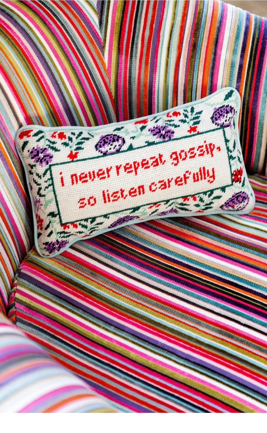 Gossip Needlepoint Pillow