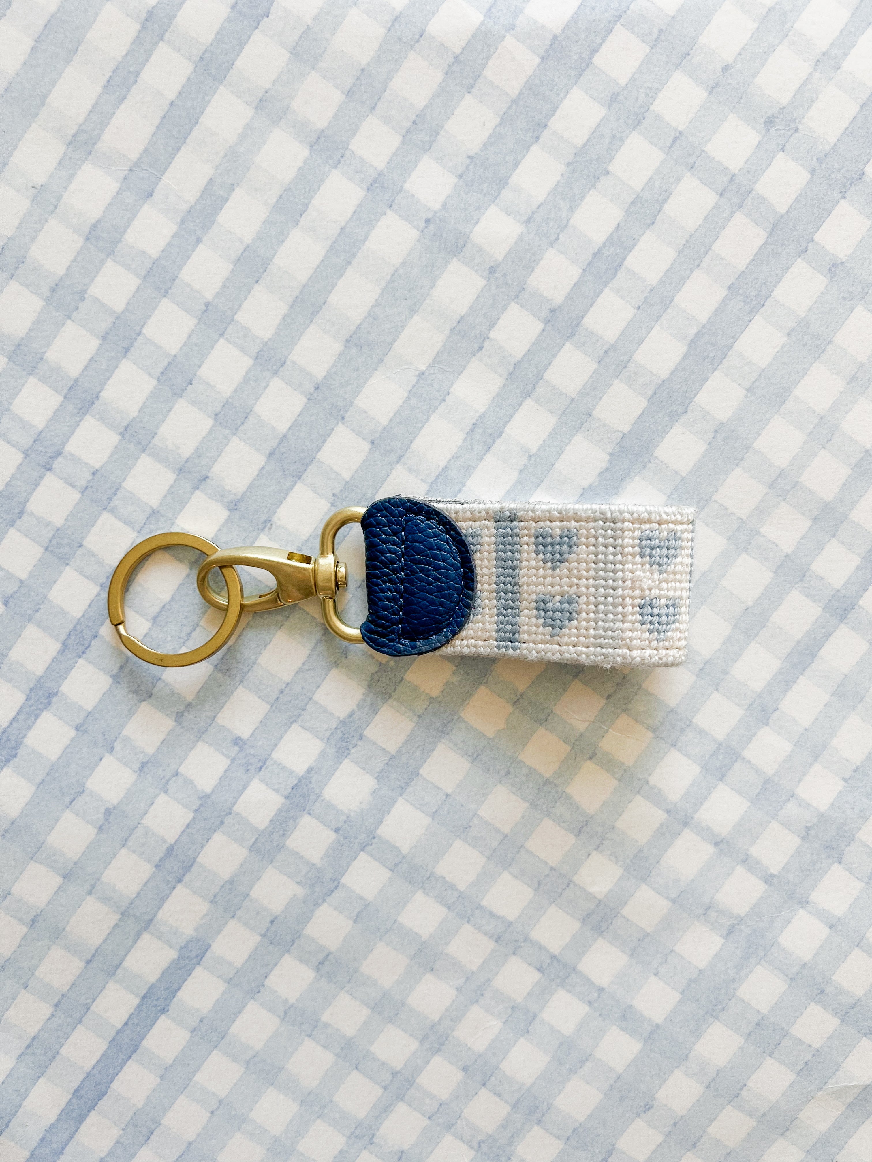 Needlepoint Canvas: Blue Heart Keychain