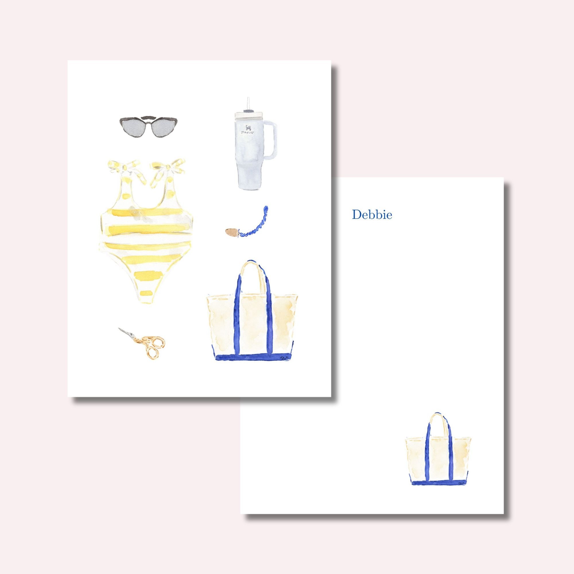 Custom Stationery: Beach & Blue Tote