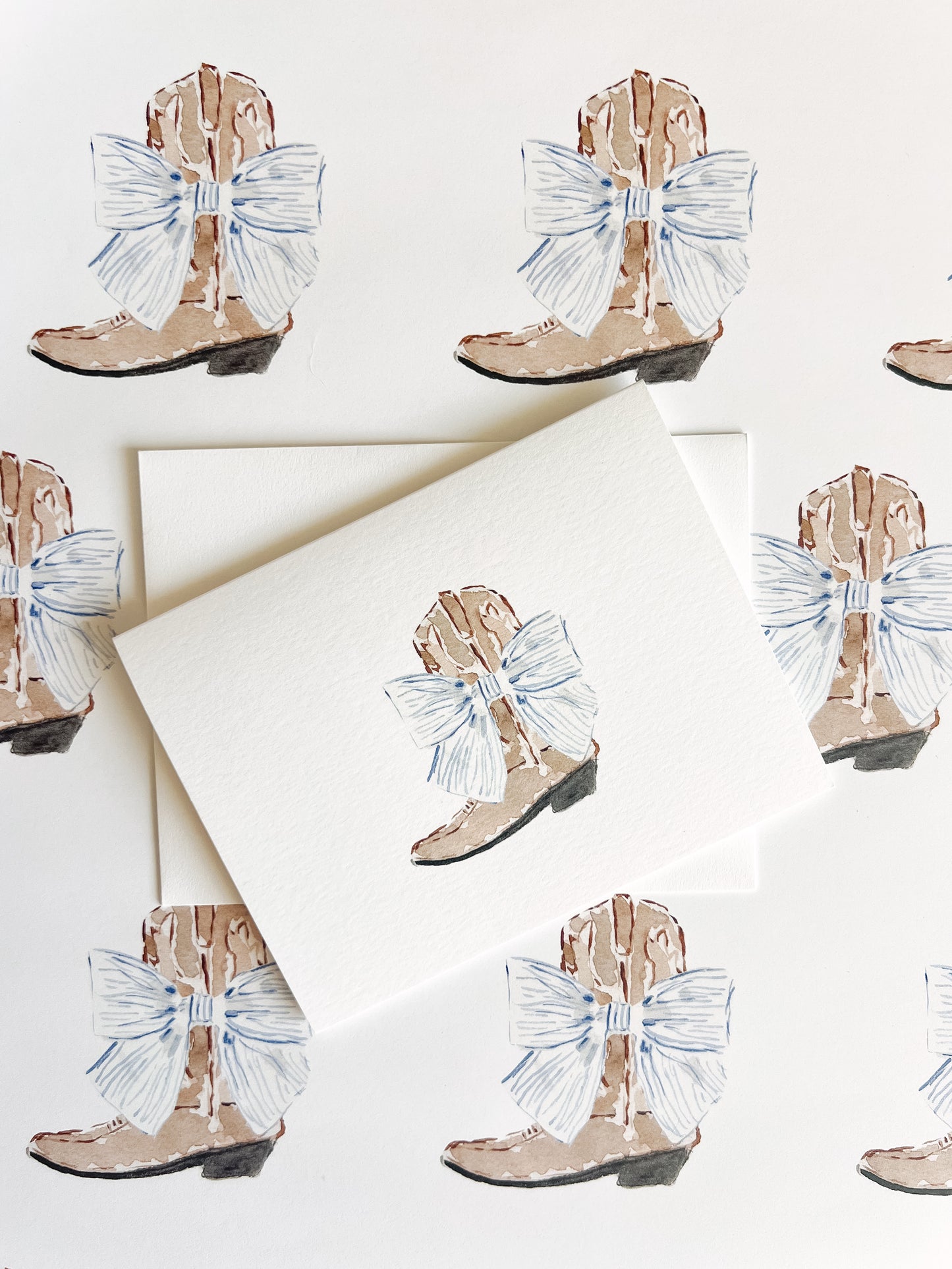 Greeting Card: Blue Boot & Bow