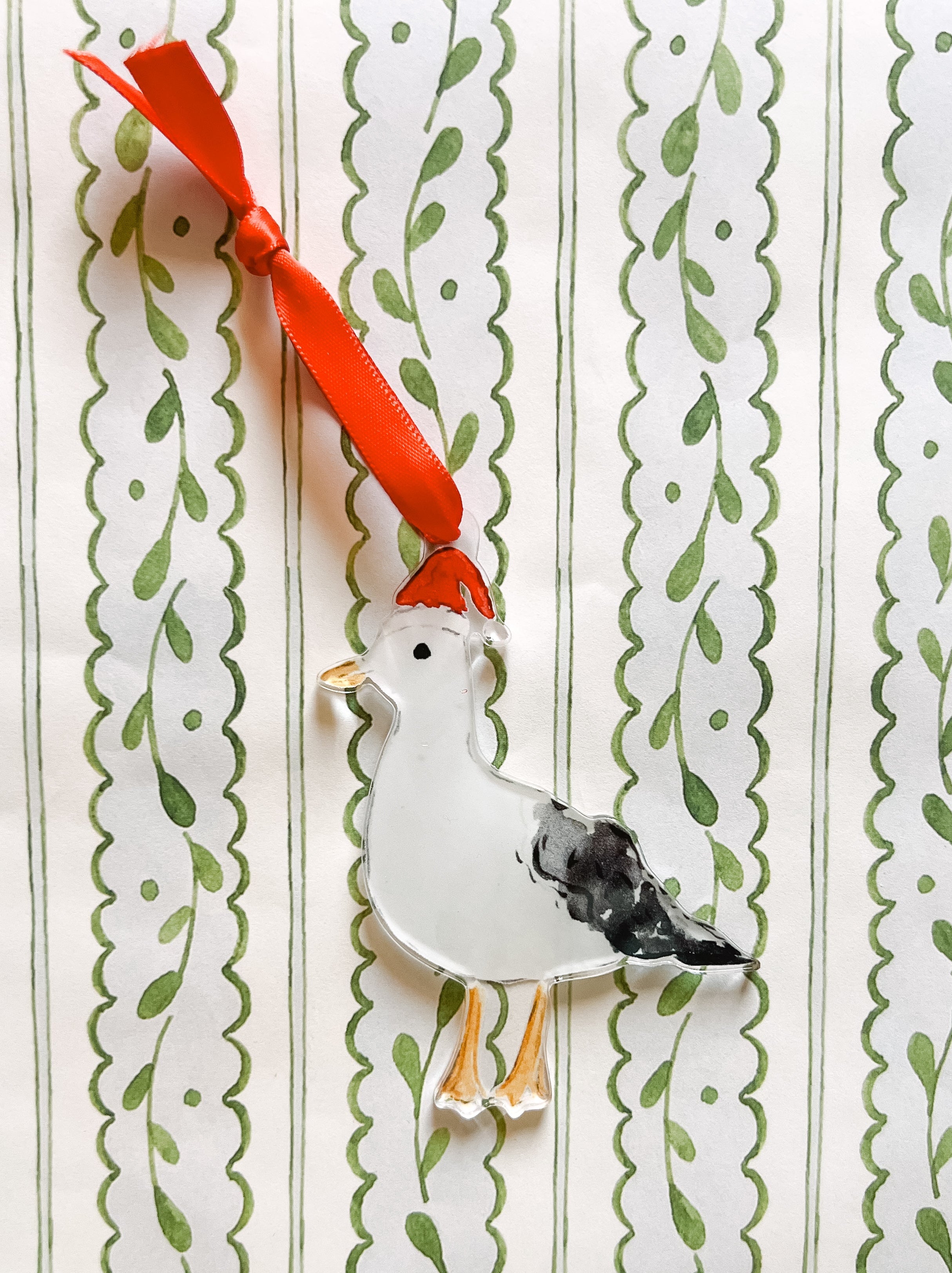 Acrylic Ornament: Holiday Seagull