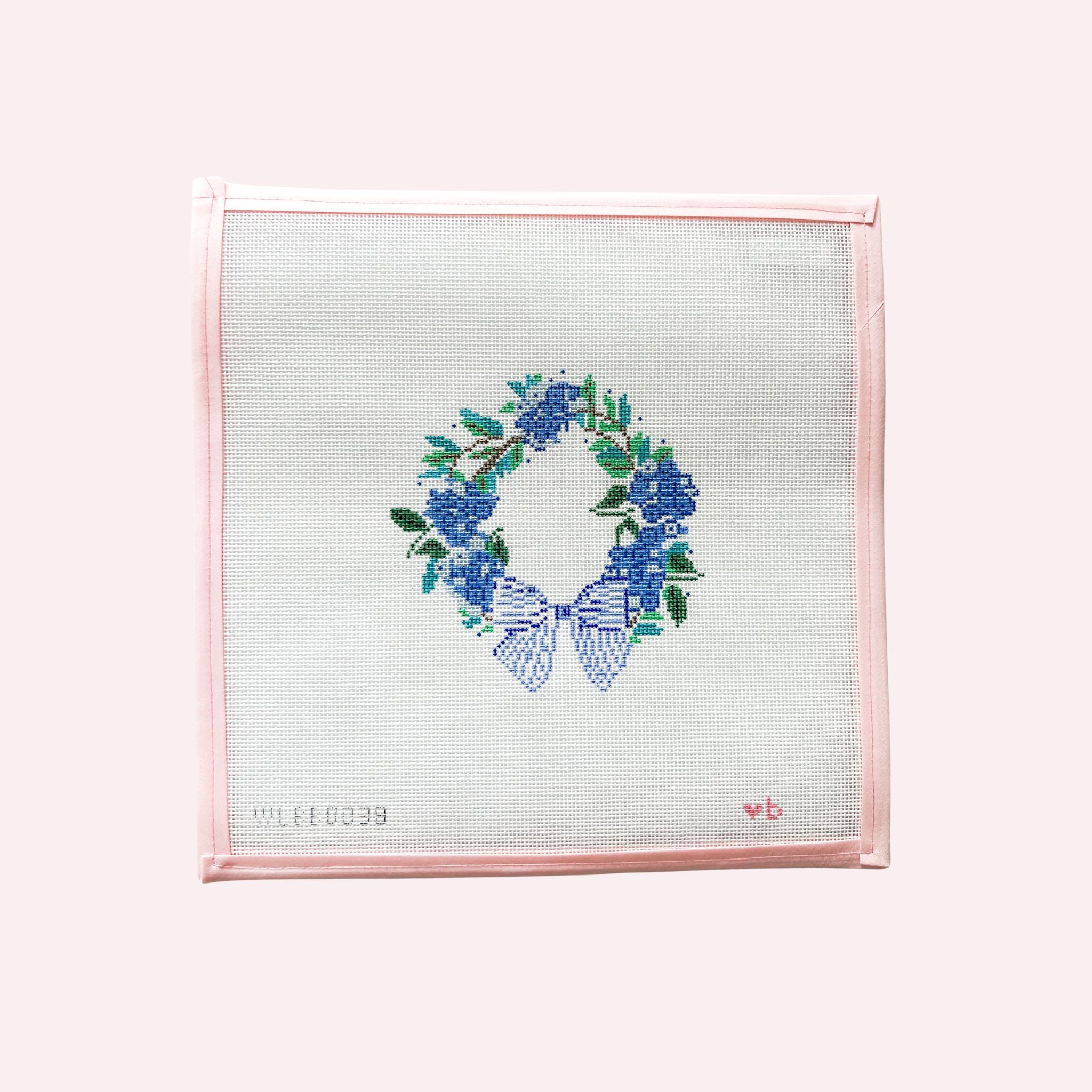 Needlepoint Canvas: Coastal Hydrangea Wreath