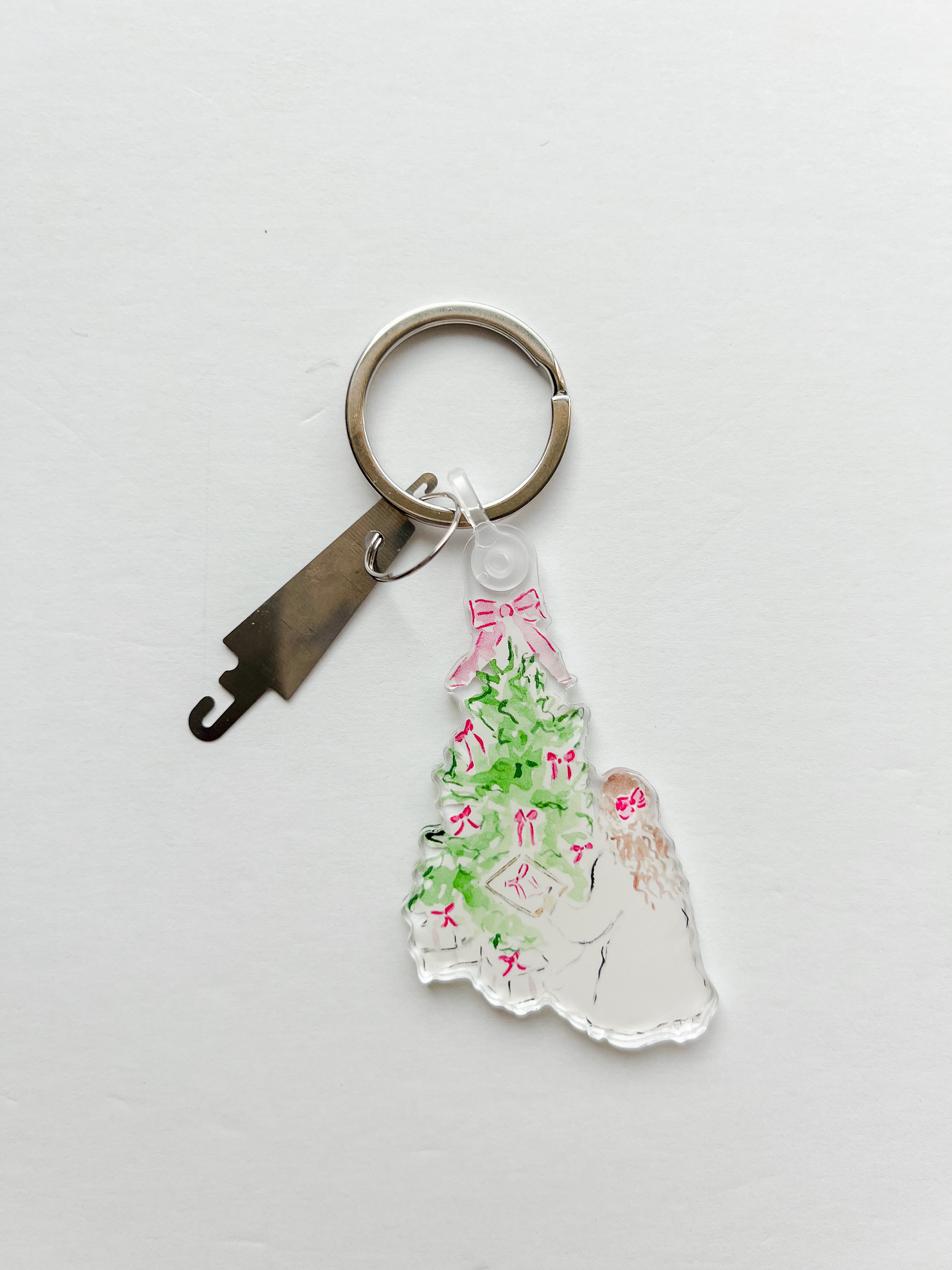 Keychain & Needle Threader: The Needlepointer’s Holiday (Brunette)