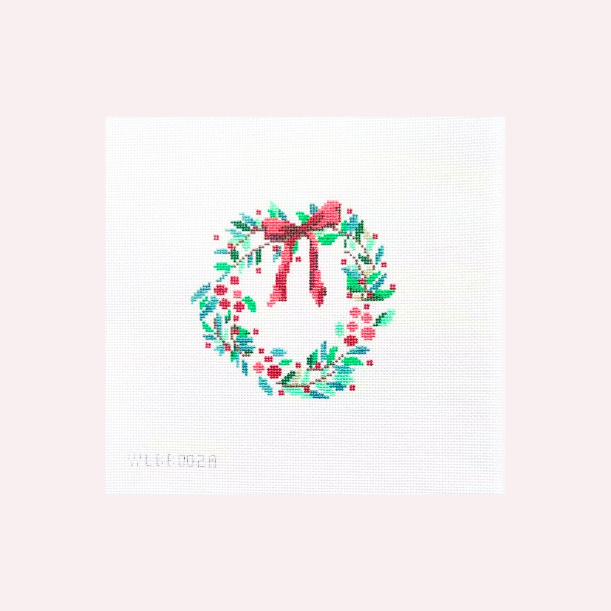 Needlepoint Canvas: Holiday Wreath