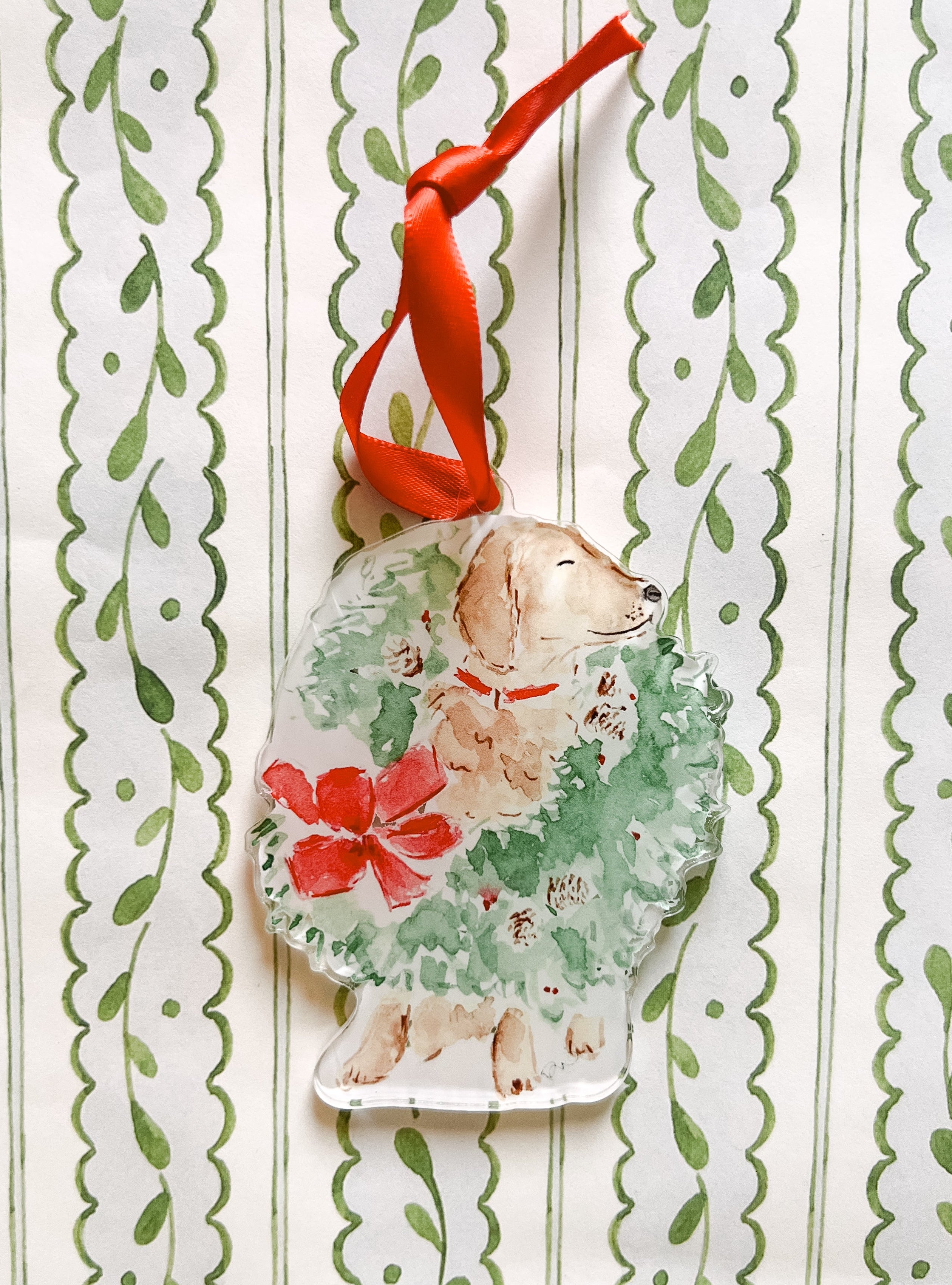 Acrylic Ornament: Holiday Dog