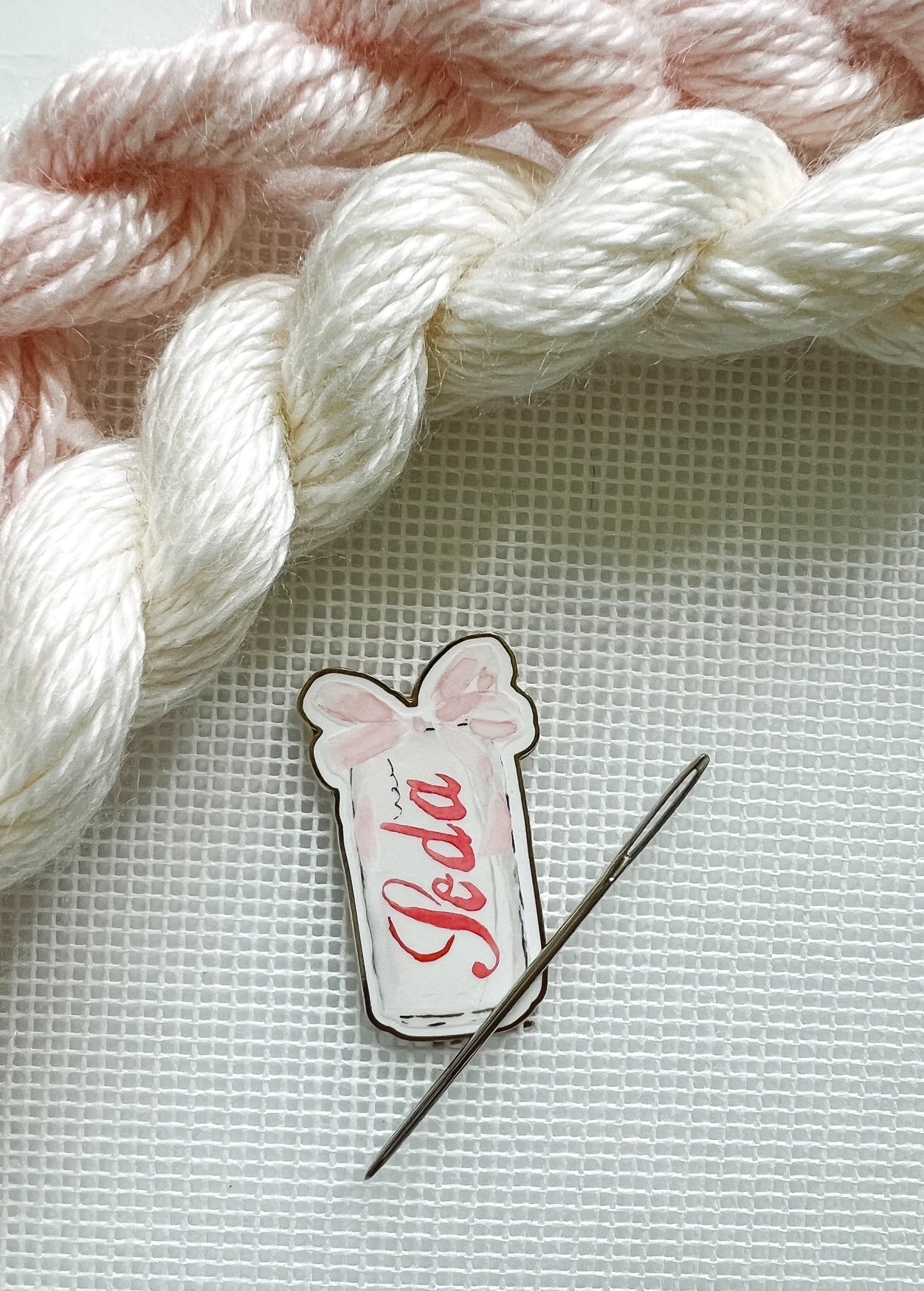 Diet Soda with Bow Needle Minder | Magnetic Needlepoint Accessory