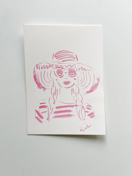 Holiday Sale: Girl in Sunhat (pink)