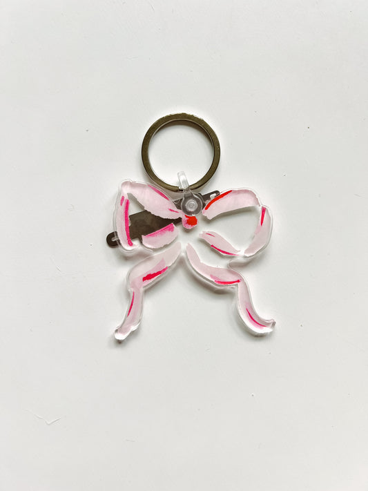 Pink Bow key chain and needle threader for needlepoint