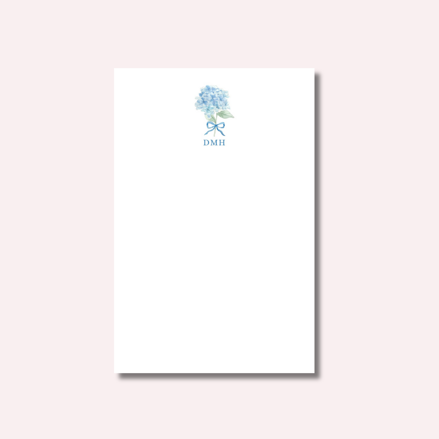 Custom Notepad: Blue Hydrangea with Bow