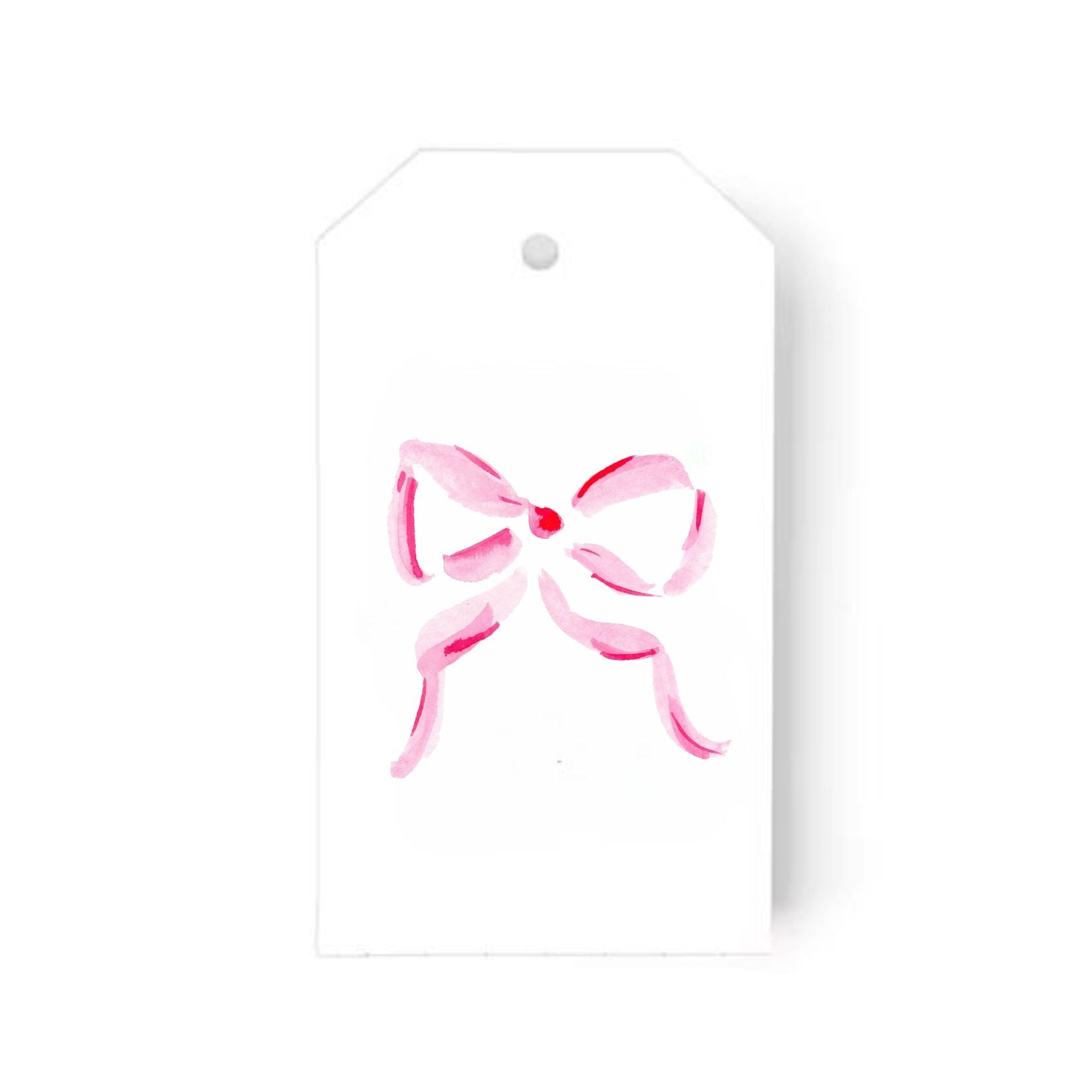 Cute watercolor pink bow gift tag set