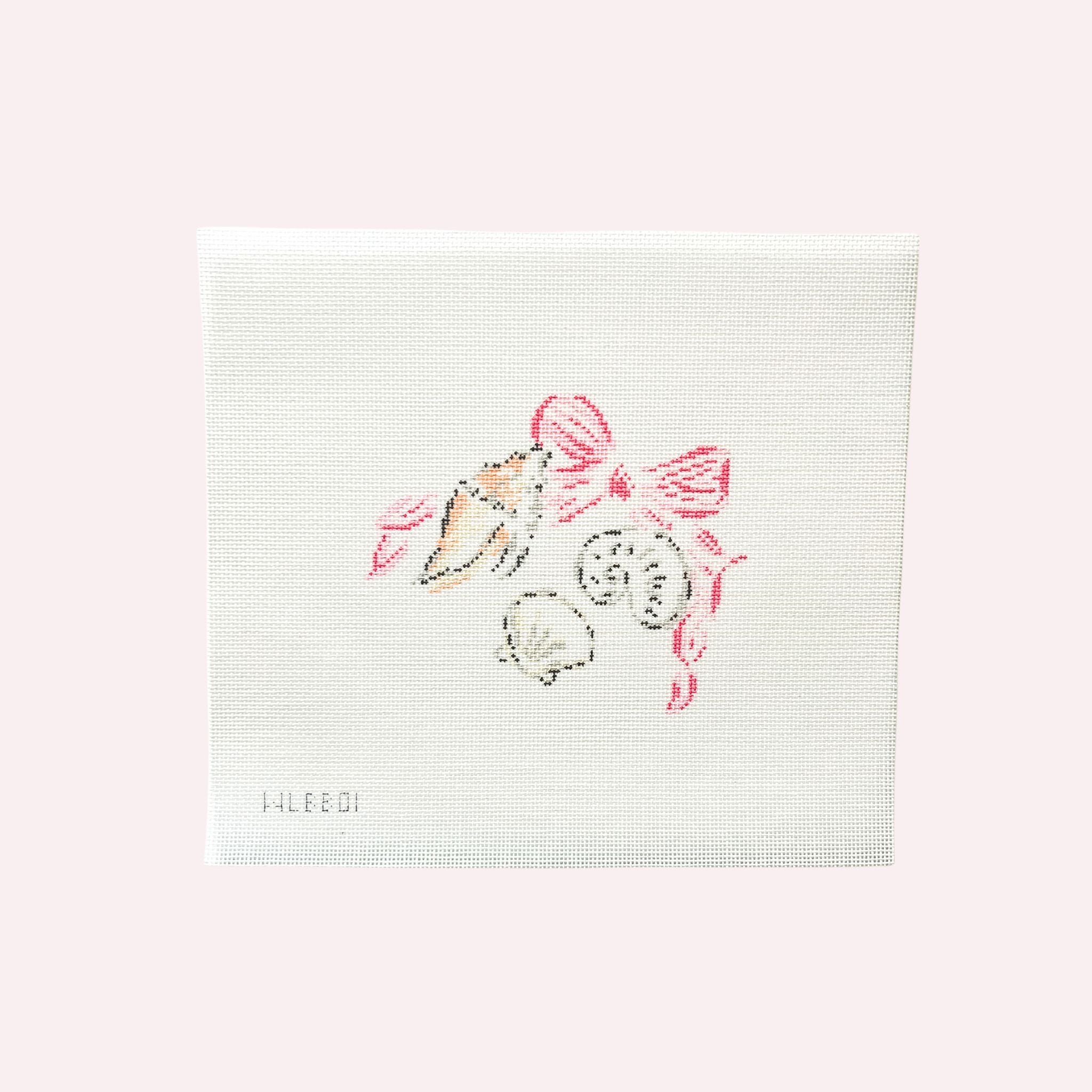 Needlepoint Canvas:  Seashell with Pink Bow