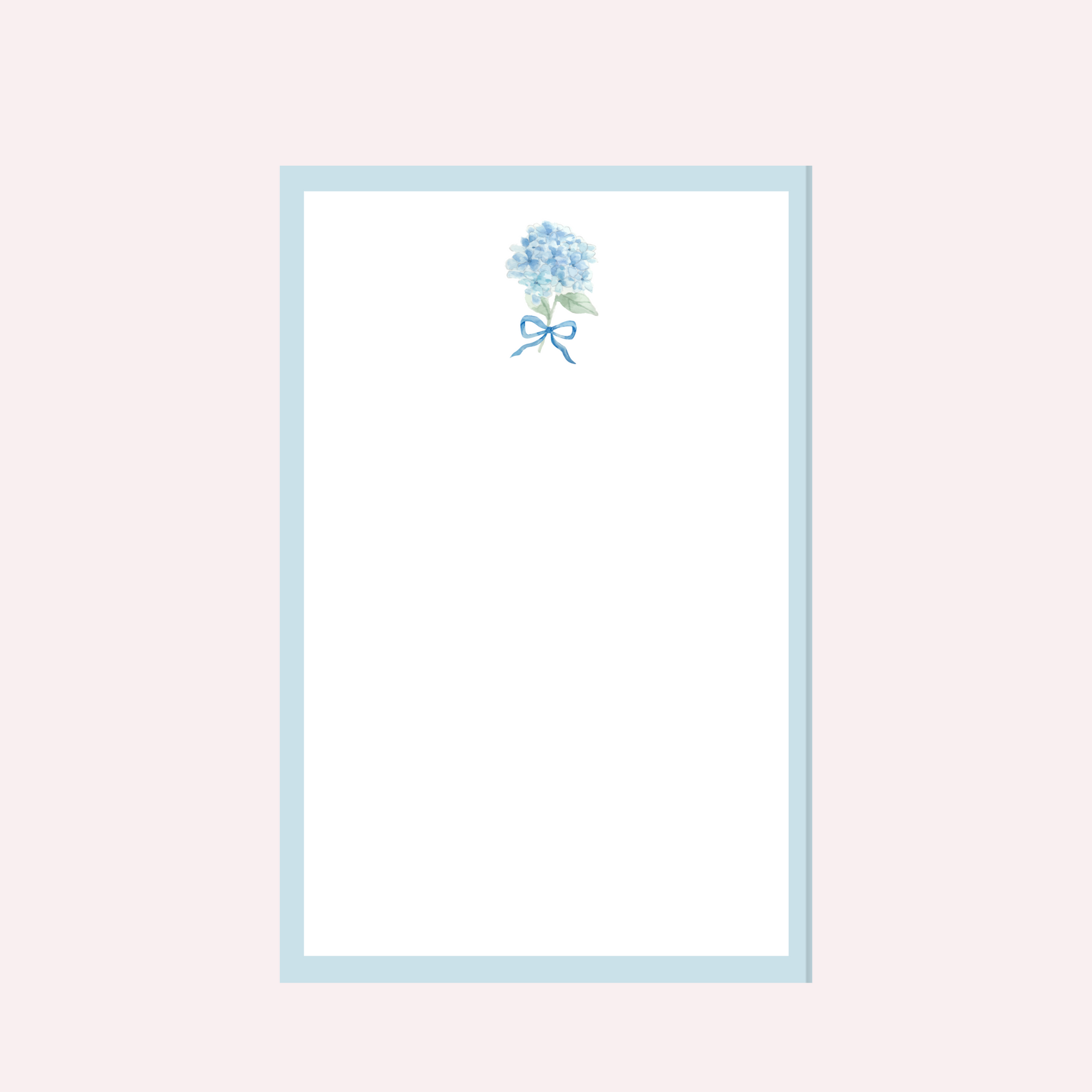 Blue hydrangea notepad with blue bow