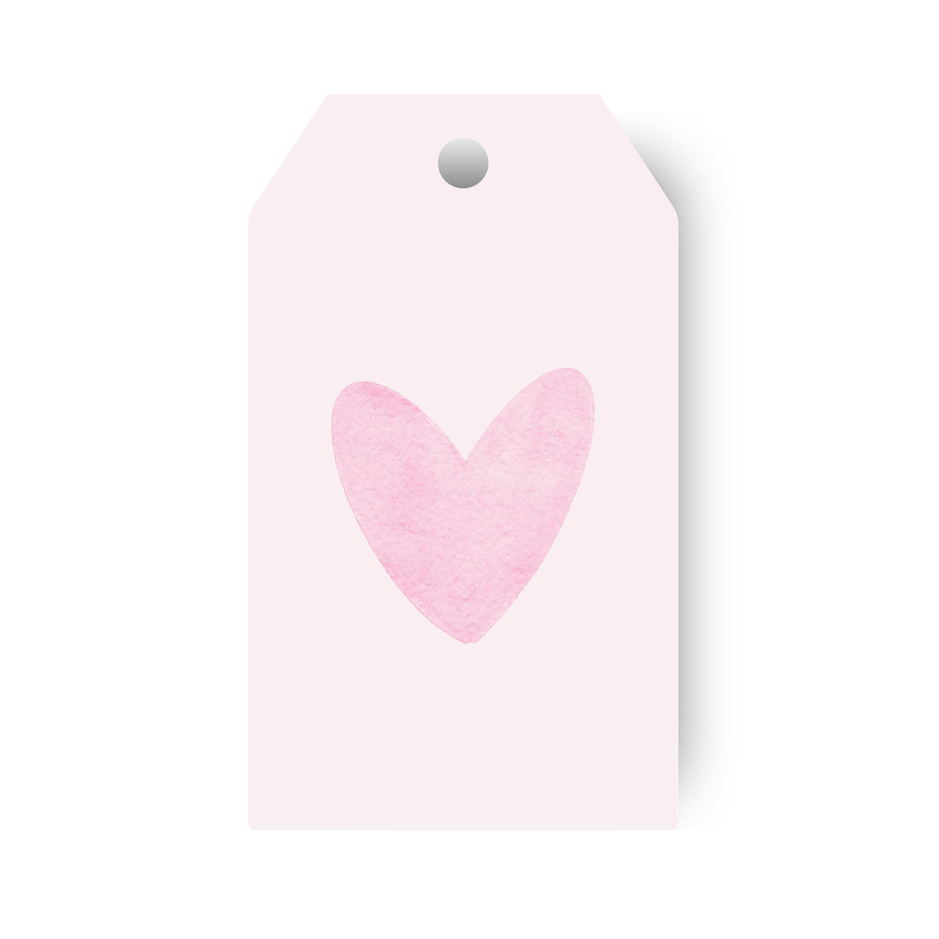 Pink heart gift tag on light pink background