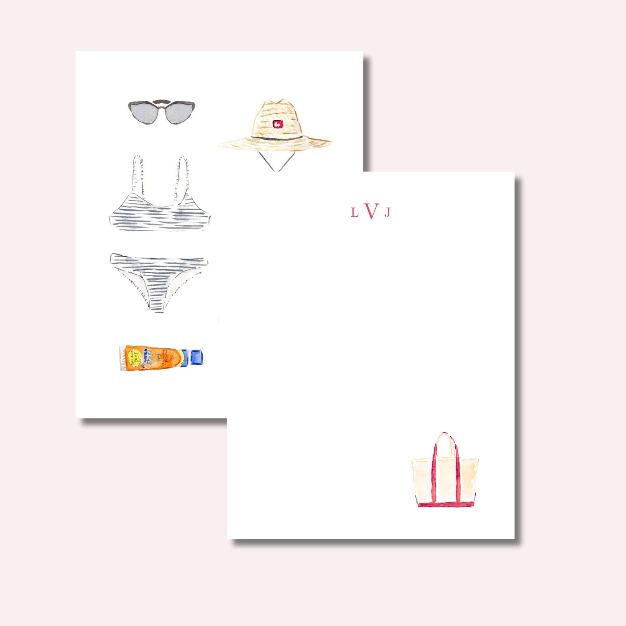 Custom Stationery: Beach & Red Tote