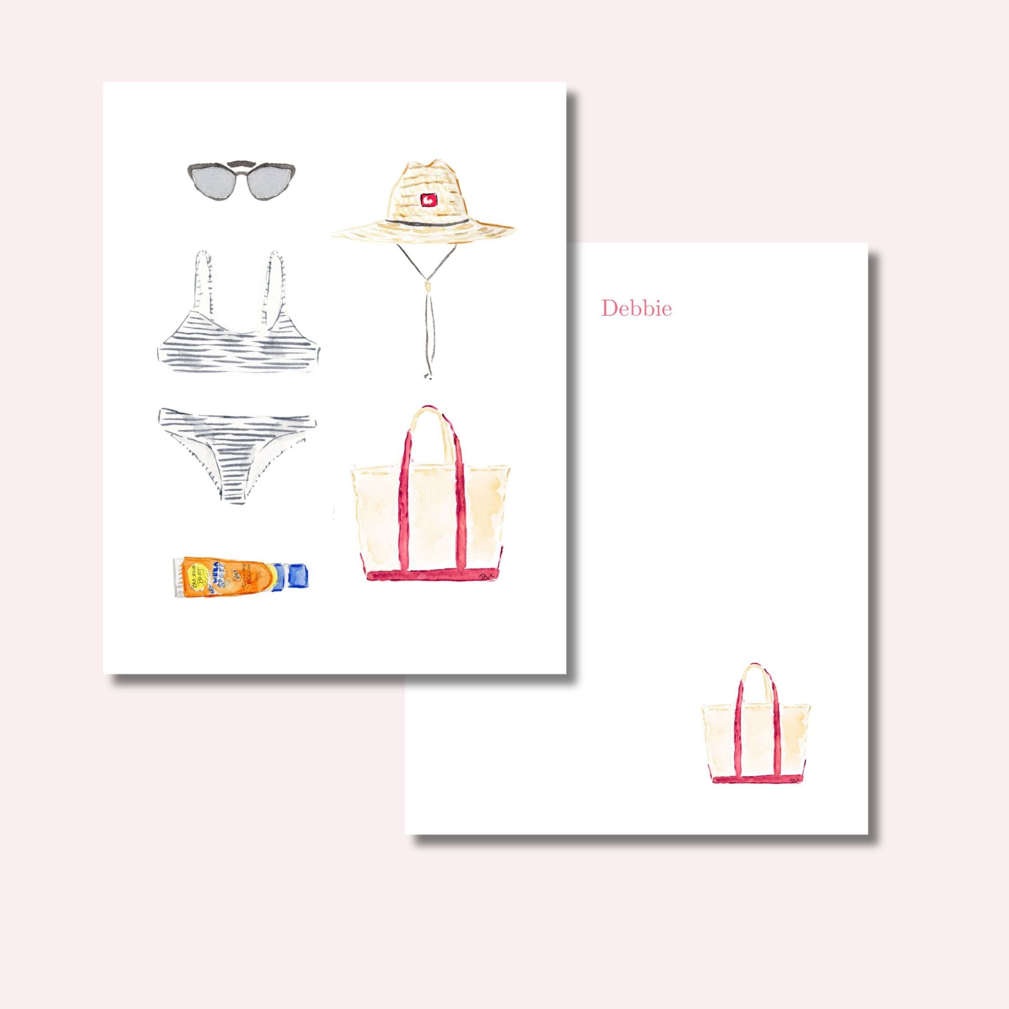 Custom Stationery: Beach & Red Tote