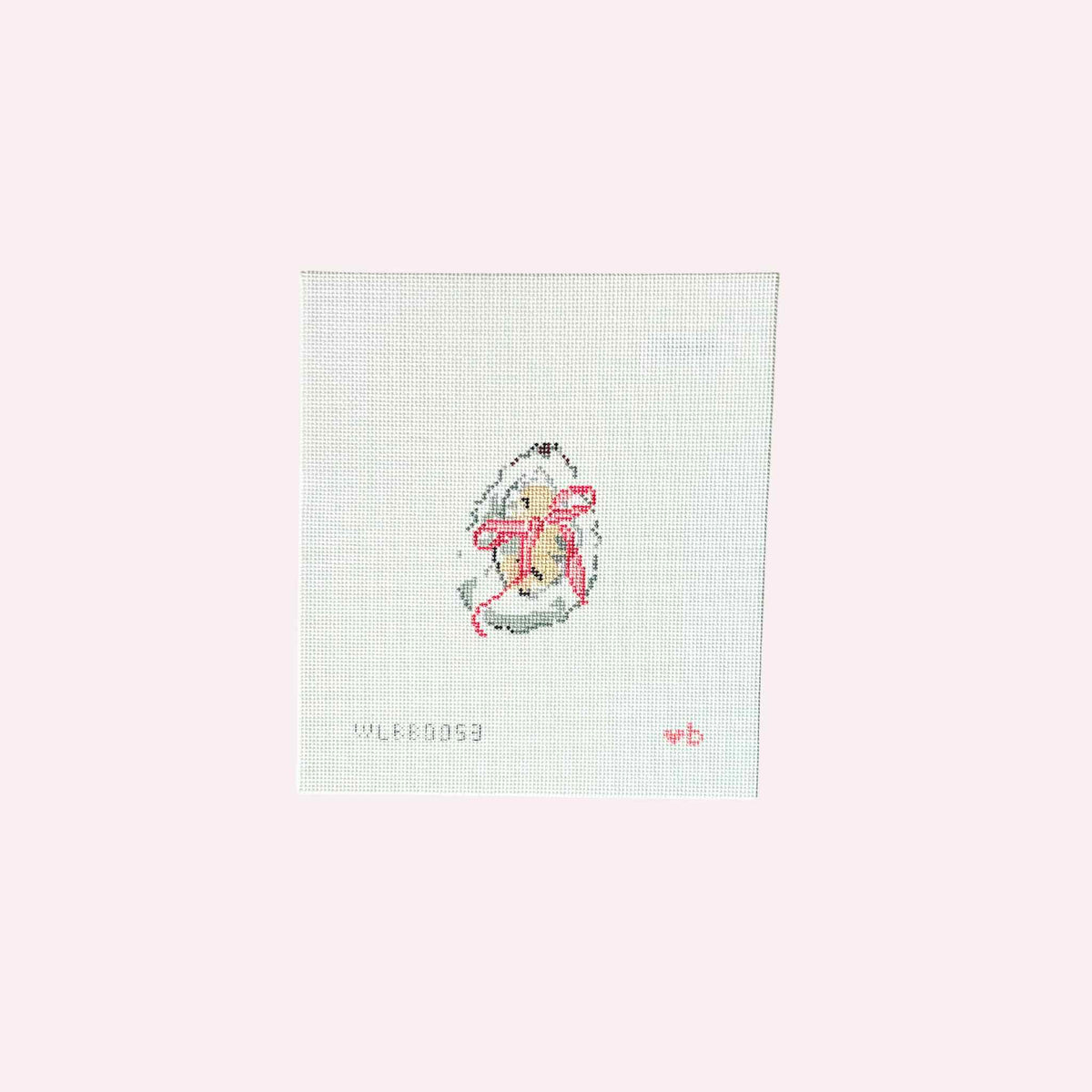Needlepoint Canvas: Oyster with Pink Bow