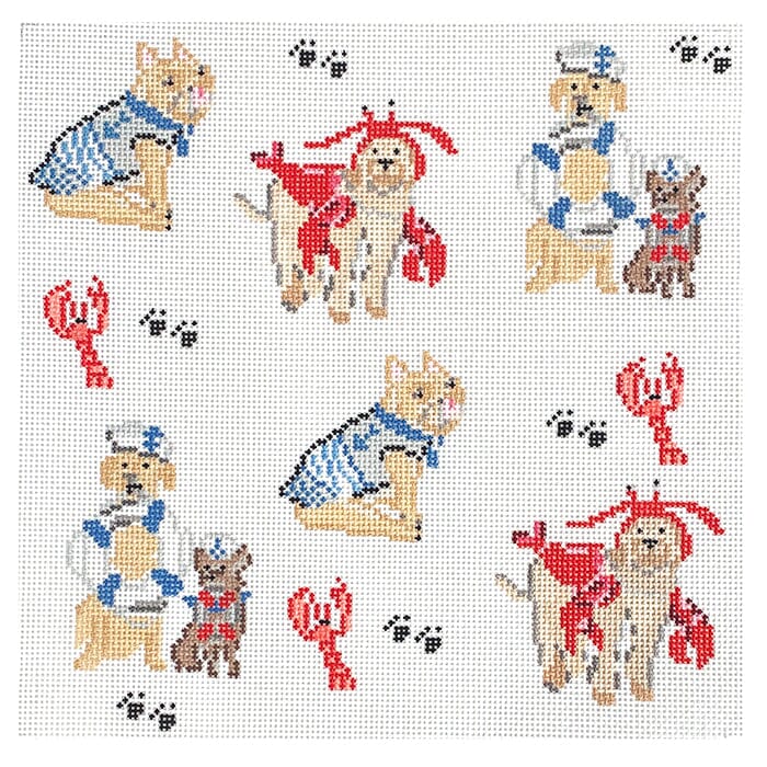 Needlepoint Canvas:  Nauti Dog Party