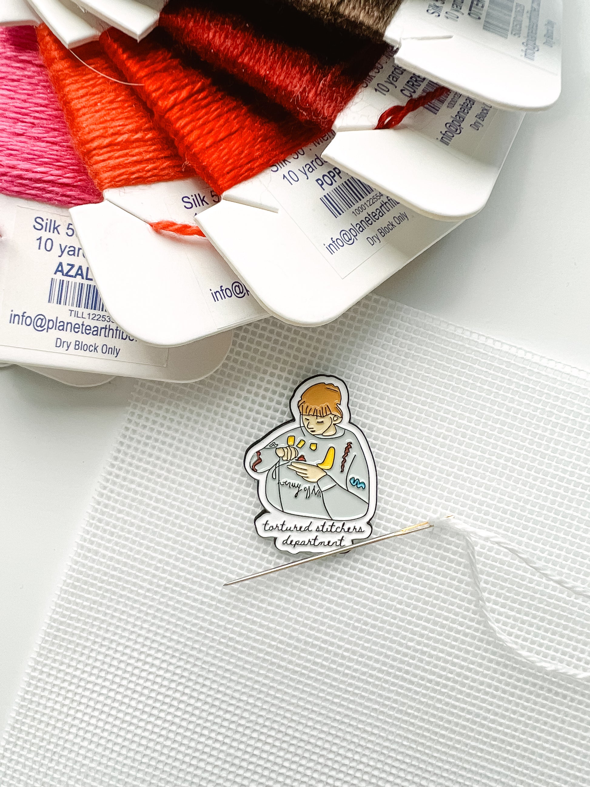 Swiftie-inspired needle minder for needlepoint and cross stitch